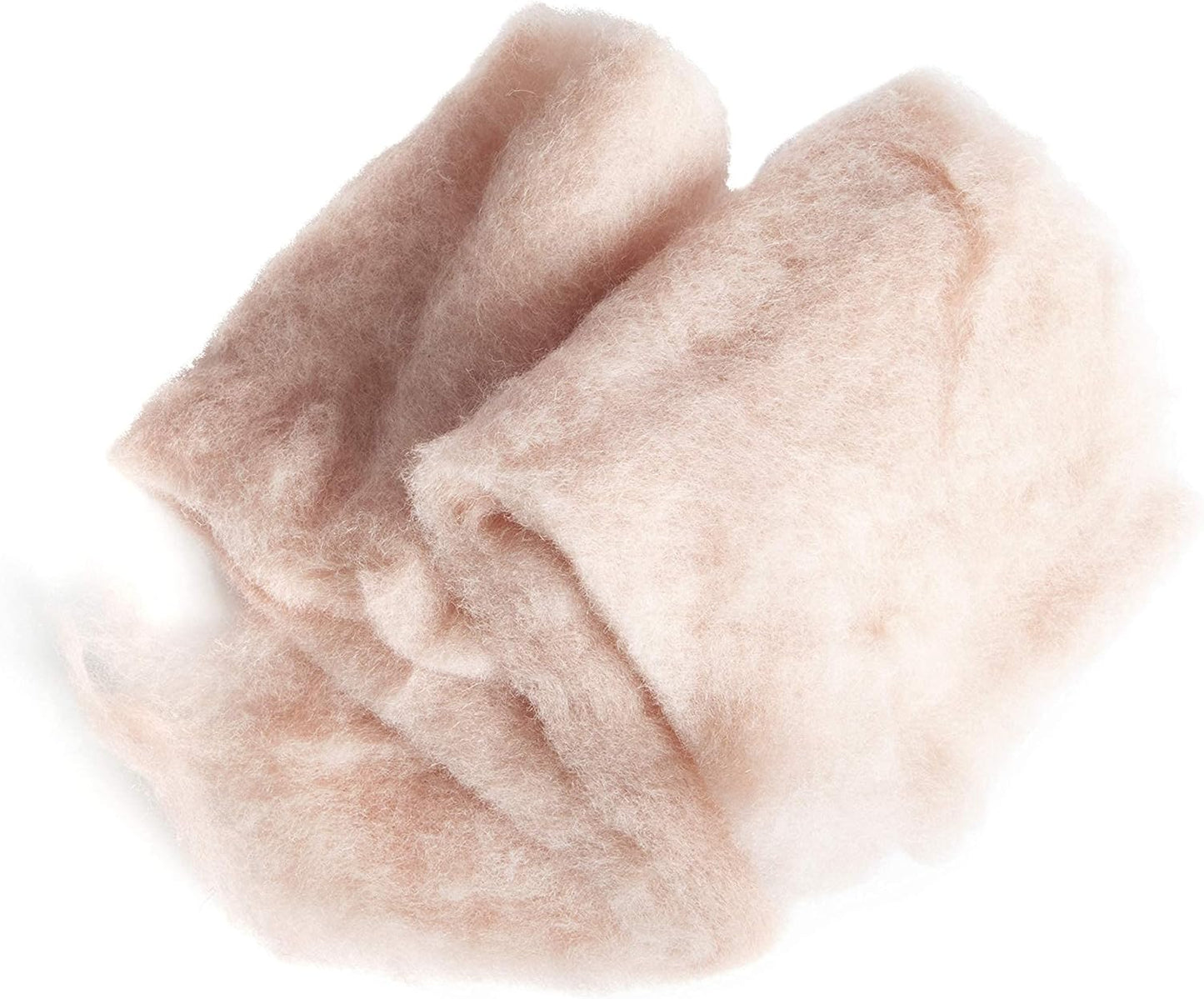 Desert Breeze Distributing Maori Wool Carded Batting, 100% Natural New Zealand Wool Made by DHG in Italy for Needle Felting, 3.5 OZ, 27 Micron, Color Shell Pink