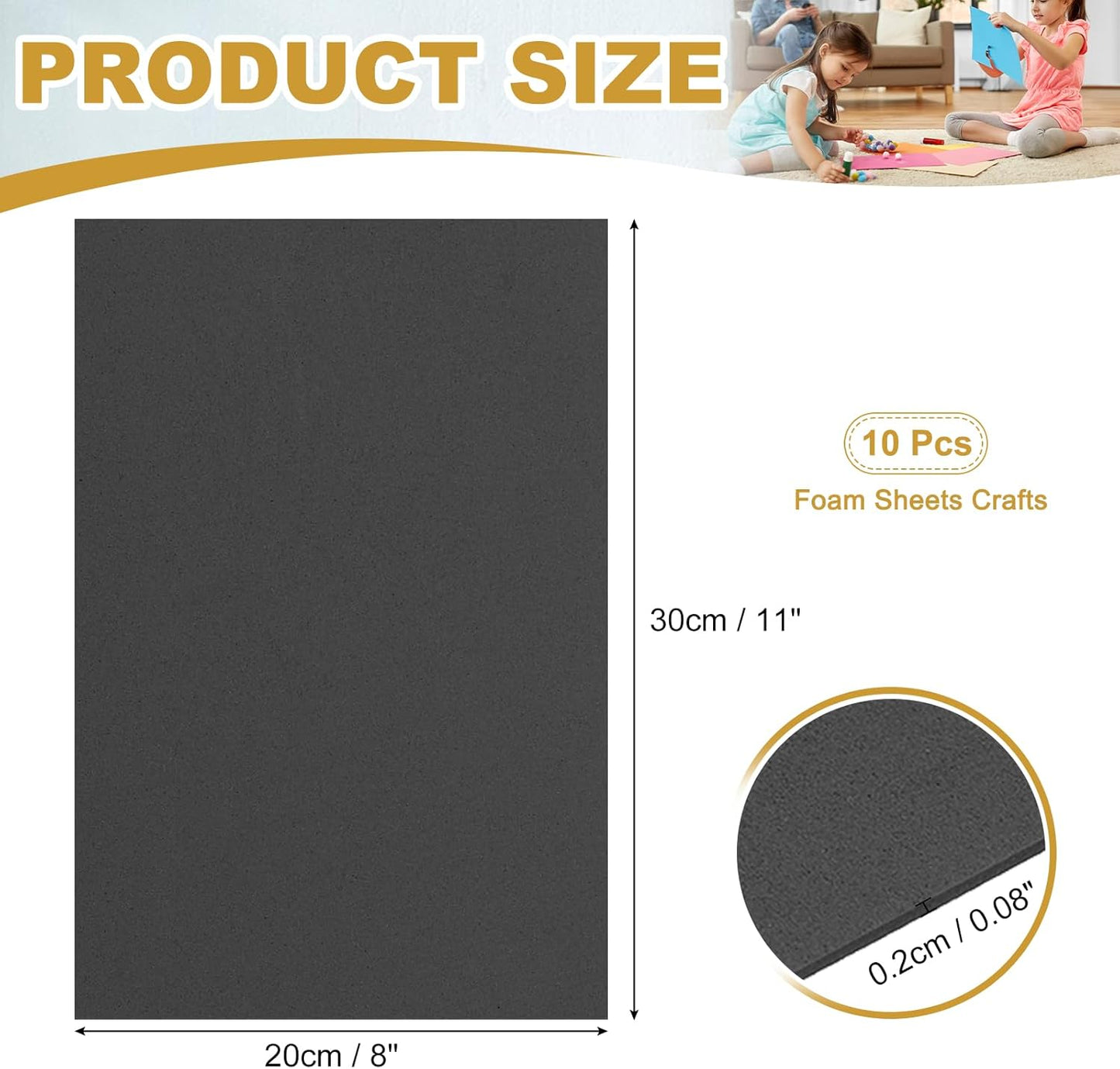 uxcell 10 Pcs Black EVA A4 Foam Sheets Crafts, 12 x 8 Inch Foam Paper for DIY Crafts Project Classroom Scrapbook Art Cards Home Office Decoration (2mm Thick)