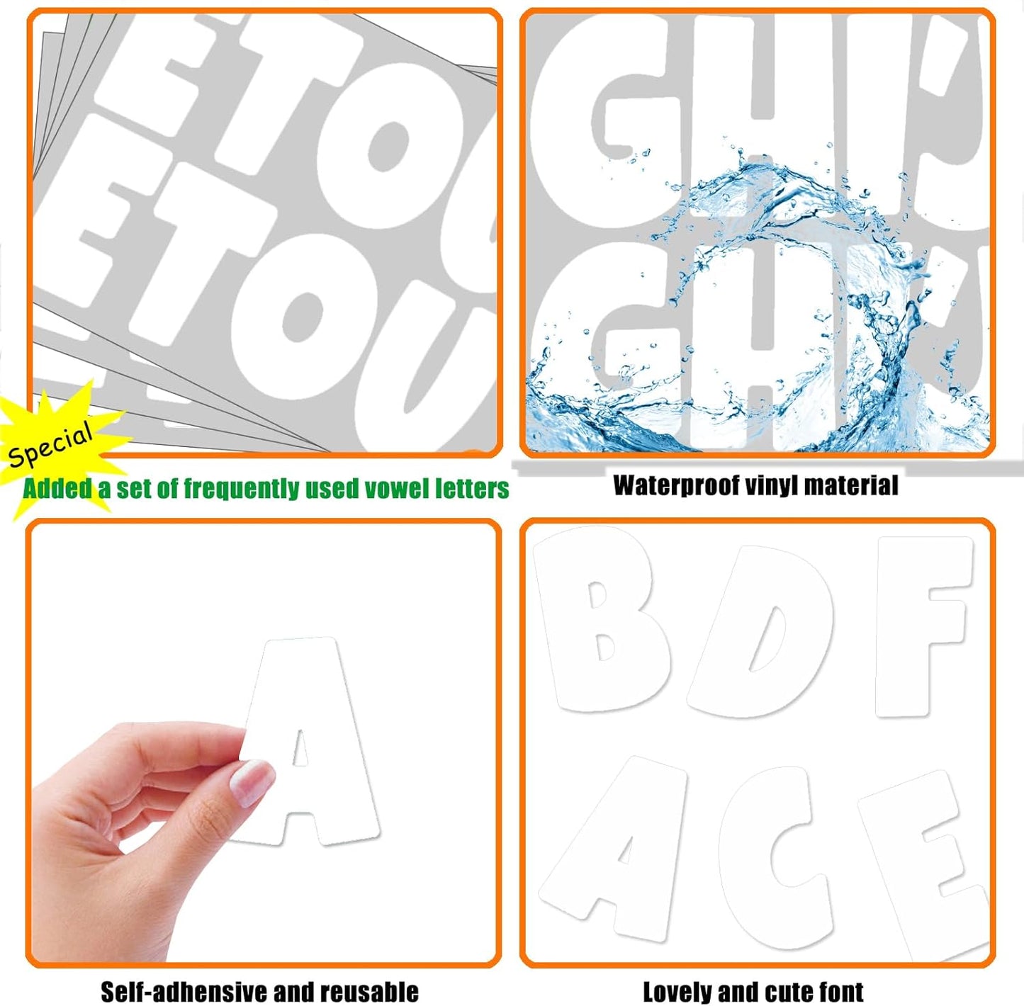 Bemeol 360 Pcs 30 Sheets Bulletin Board Letters 2.5 Inches Alphabet Stickers Self Adhesive Stick on Letters for Poster Board Classroom School Home Decor(White)