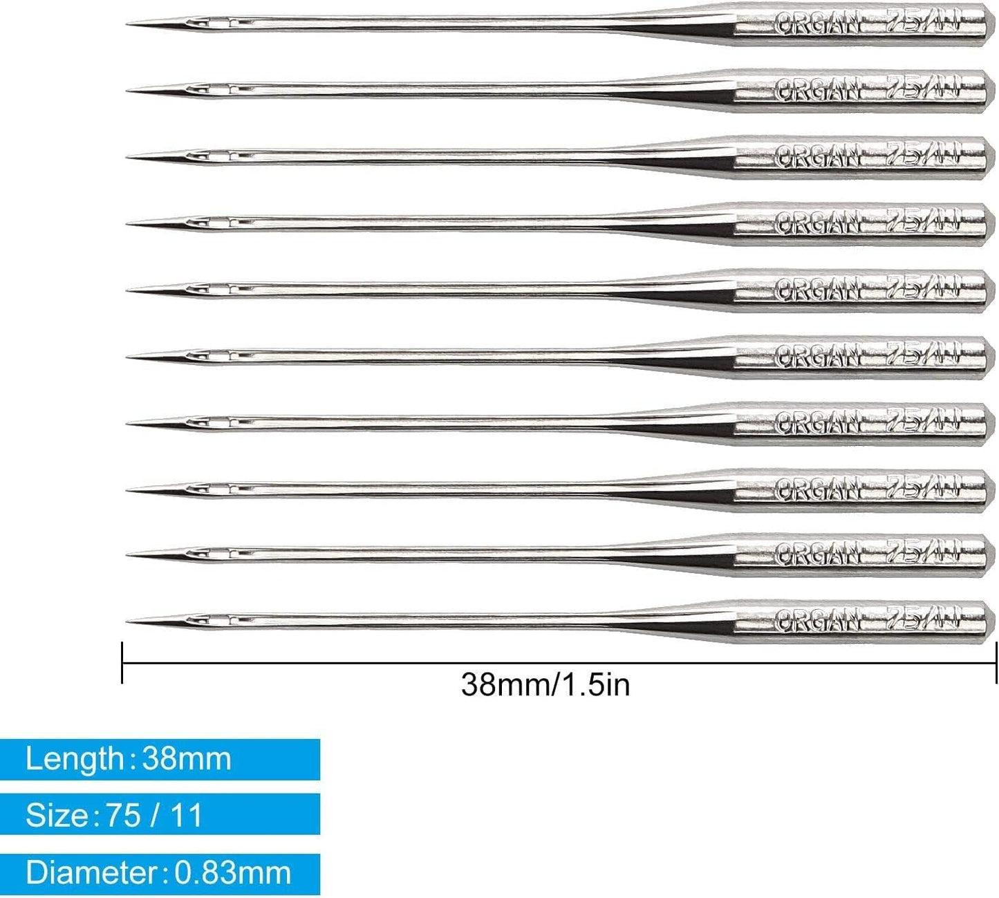 30 Pack Sewing Machine Needles Size 75/11 130/705H HAx1 Embroidery Sewing Needles for Brother Sewing Machine (3 Pack of 10 Needles)