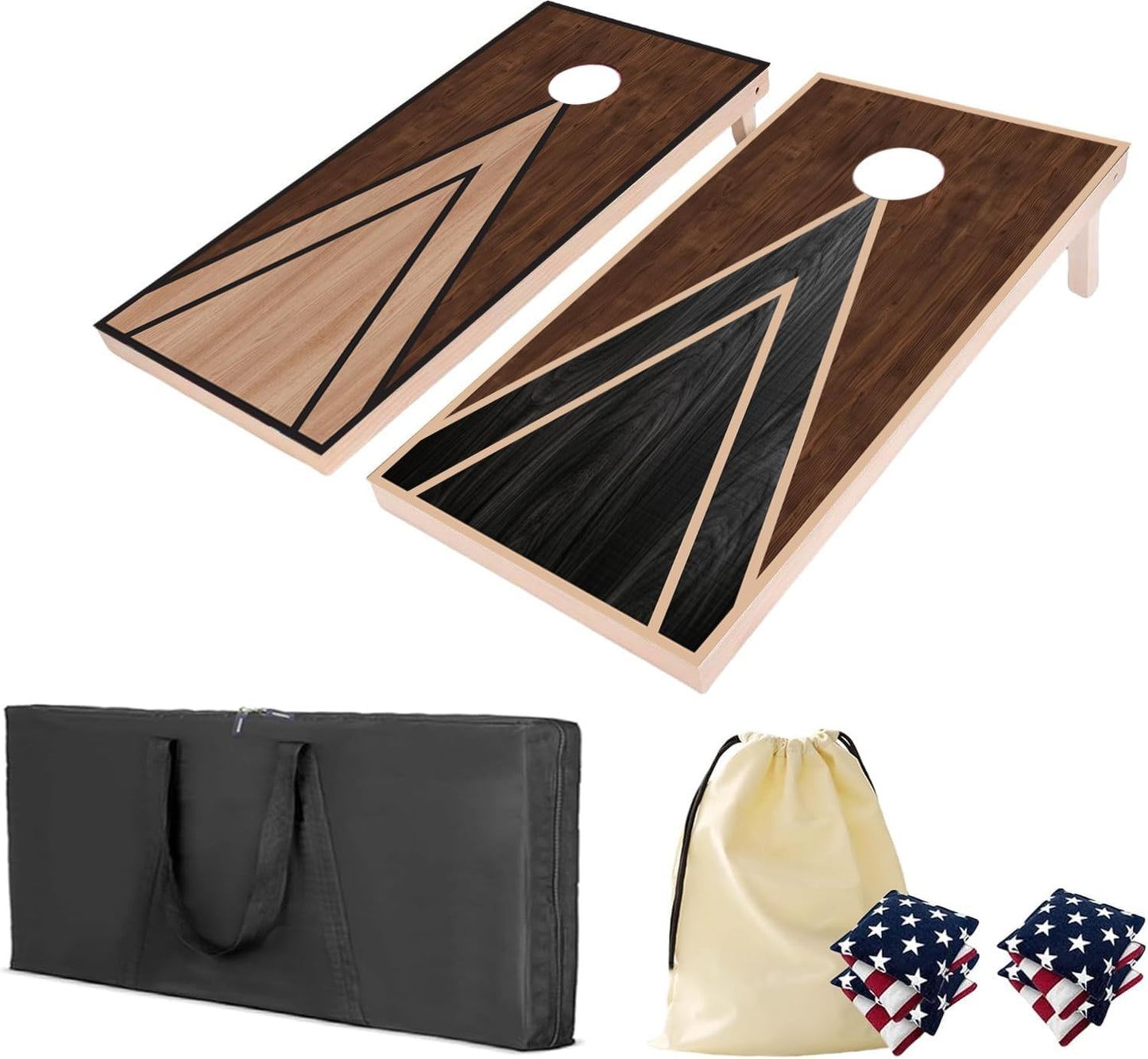 4×2FT Cornhole Board Set,Wooden Corn Hole Games for Adults Bean Bag Toss Game Set, with Corn Hole Bags Set 8,2 Cornhole Boards and a Carrying Case for Wedding/Party/Outdoor/Hiking/Yard