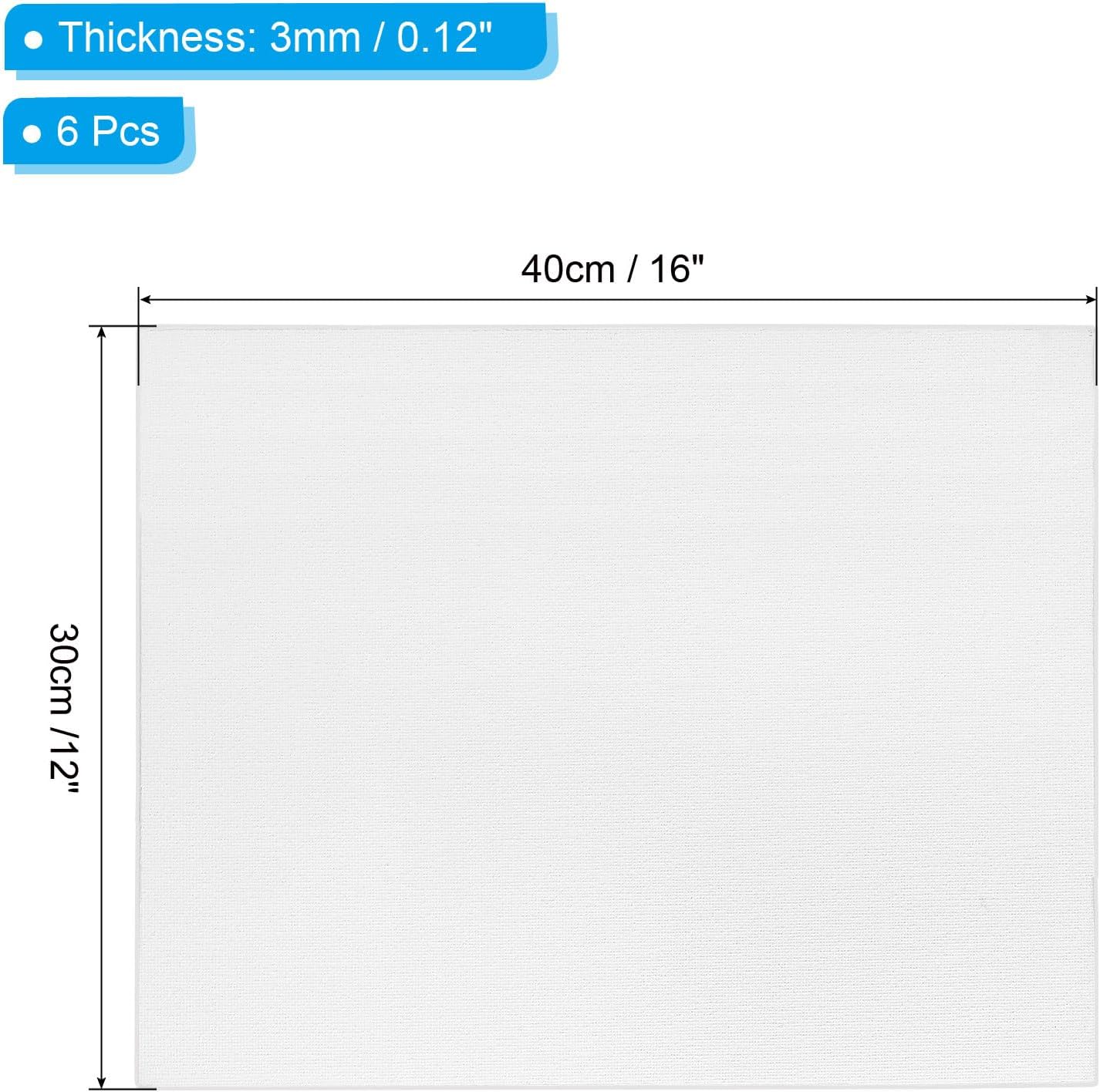 PATIKIL 12x16 Canvas Boards for Painting, 6 Pack 100% Cotton Square Triple Primed Stretched Blank Art Canvas Panel Bulk Thin for Acrylic, Oil, Tempera Paints, White