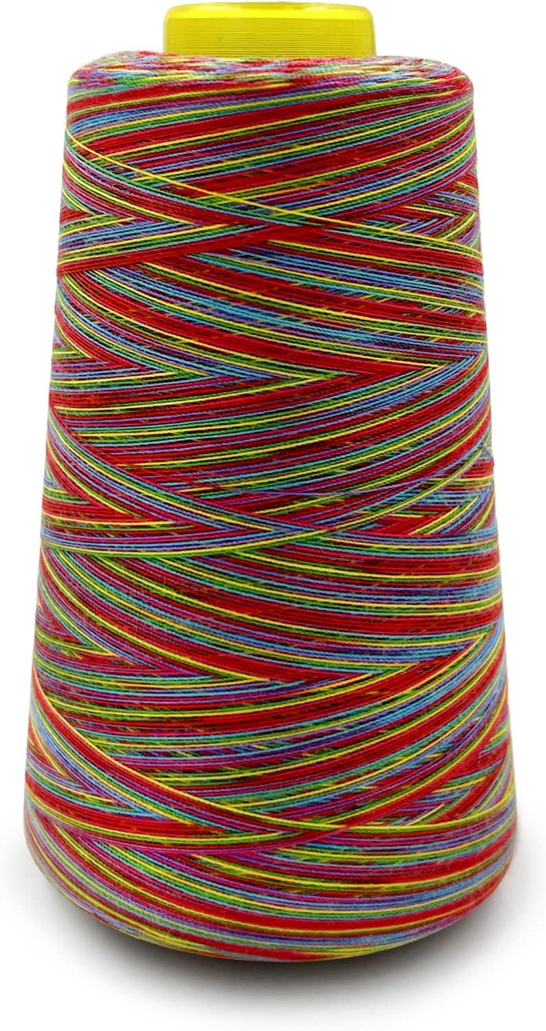 Tortoise 4 Cones of 3000 Yards Each Spool Thread for All Purpose, Serger, Overlock, Quilting, Sewing Machine - 40S/2 Rainbow-4