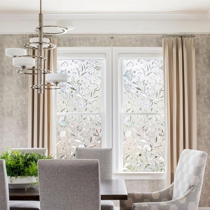 Kromapolis Window Film, Window Privacy Film, Window Vinyl Glass Covering, Stained Glass Decorative Film, Window Film Privacy Frosted Static Clings, Non-Adhesive, No-Glue (23.6 x 118.1 inch)