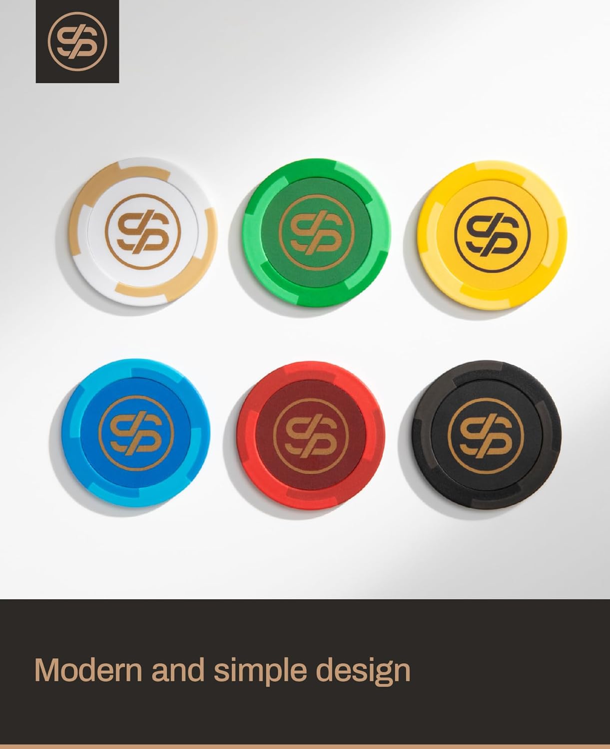 SLOWPLAY Godel Clay Poker Chips, 14 Grams Heavyweight Clay Composite, 40mm Large Chips in Bulk, Pack of 50 with Denomination of 25