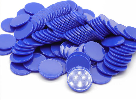Set of 100 Opaque Plastic Learning Counters Mini Poker Chips Game Tokens with Storage Box (Blue, 1 Inch)