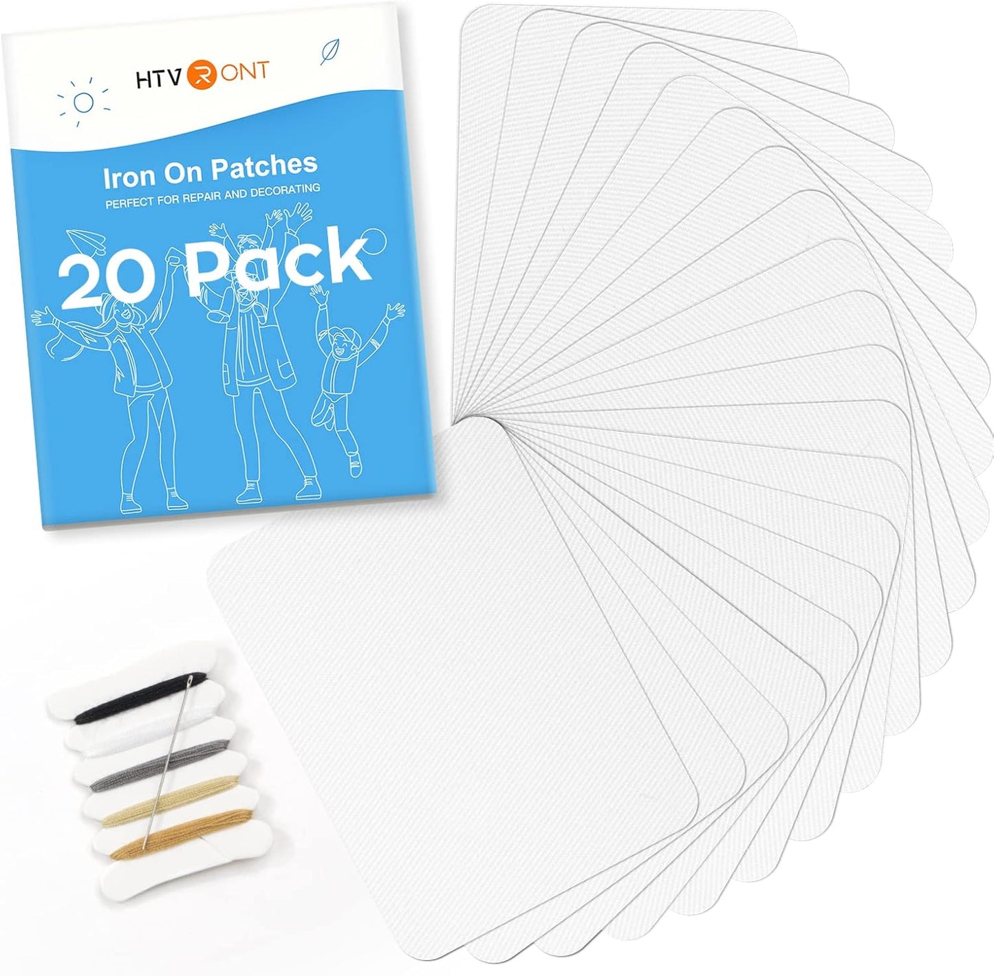 HTVRONT Iron on Patches for Clothing Repair, 20 Pieces White Sublimation Patch, Fabric Patches for Clothes, White Repair Decorating Kit, Iron on Blank Patches Size 3.7" by 4.9" (9.5 cm x 12.5 cm)