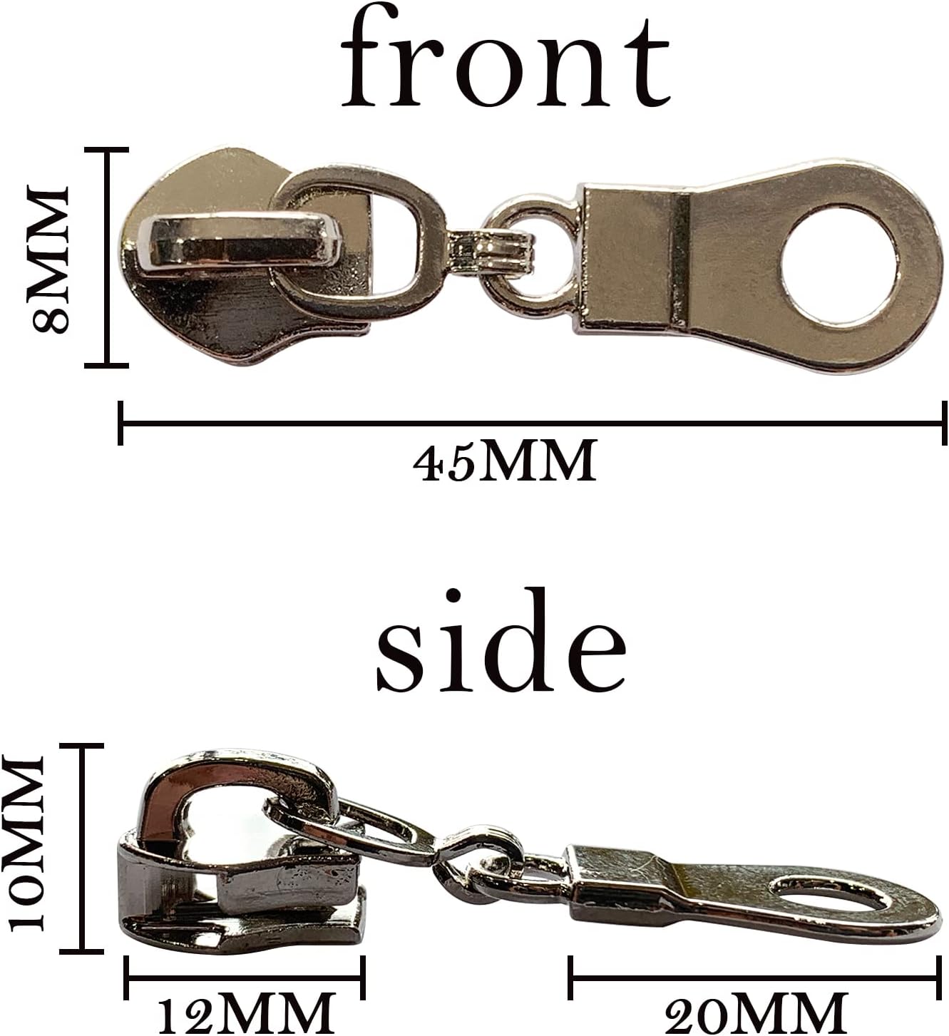 Sawoake 50PCS #5 Silver Metal Handle for Nylon Coil Handle Charm for Purse Handbag Craft Sewing Luggage Bag Bulk