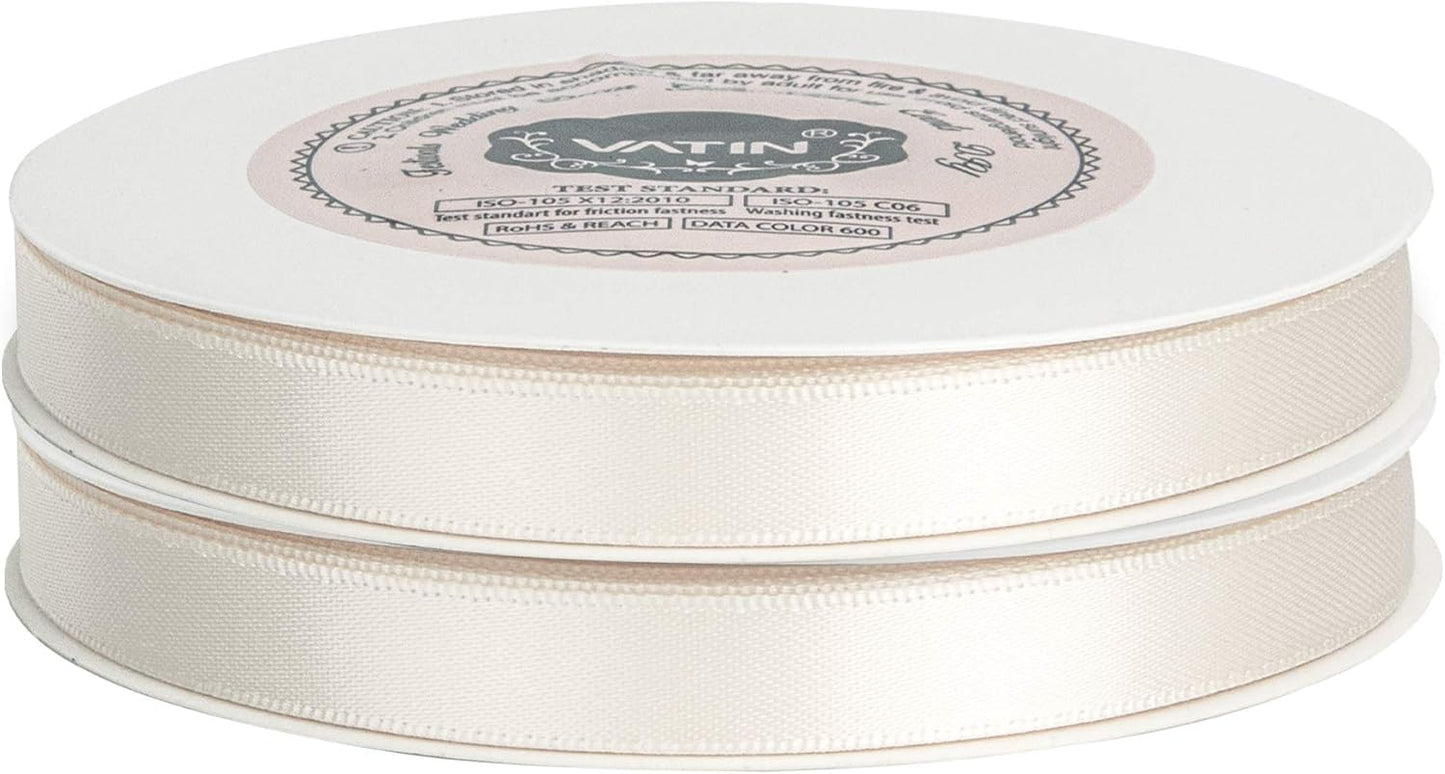 VATIN Double Face Cream Satin Ribbon 3/8" Continuous 50 Yards,Cream Polyester Fabric Ribbon use for Bows Bouquet, Gift Wrapping, Floral Arrangement Wedding Decoration