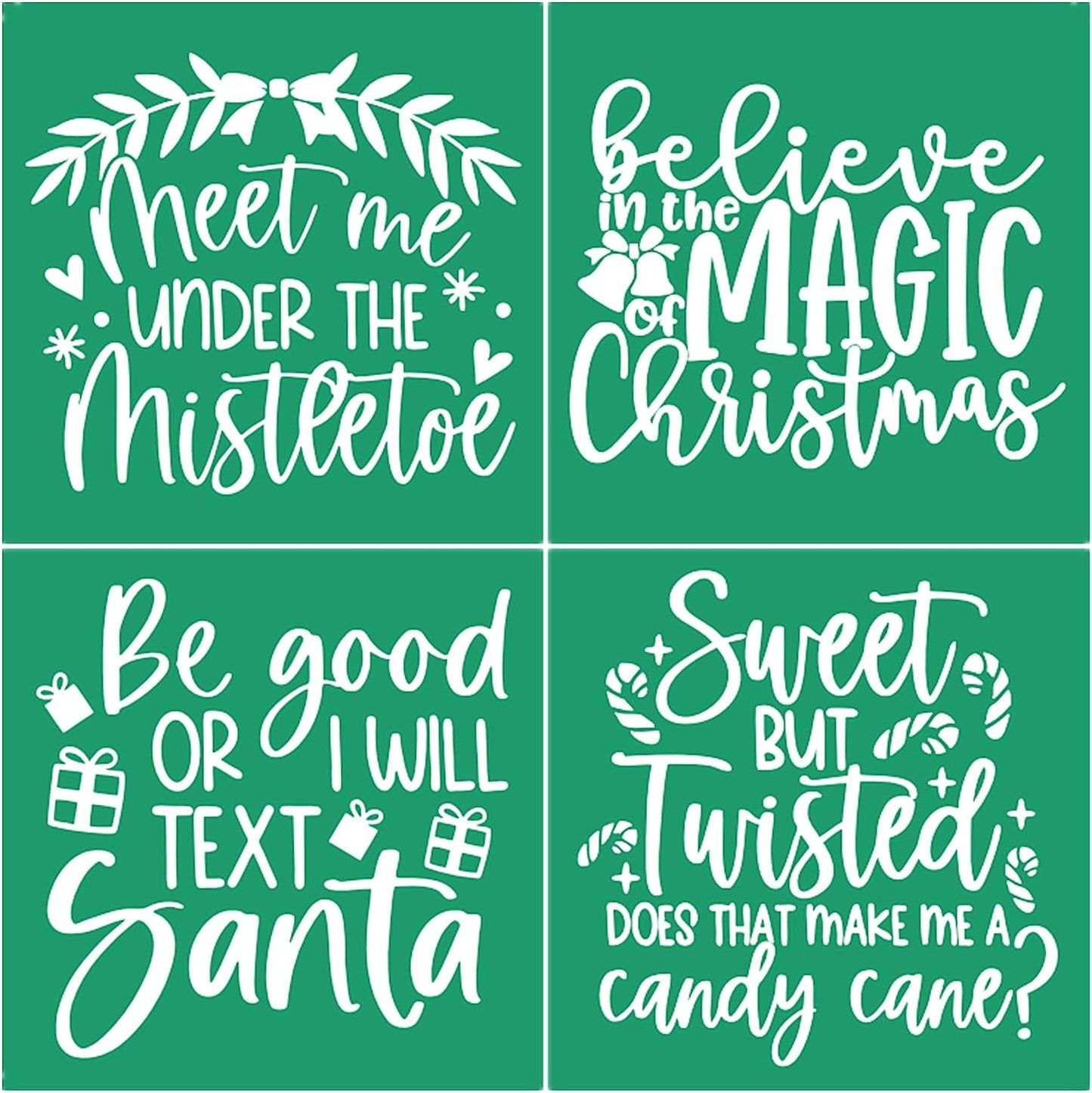 JAJADO Christmas Silk Screen Stencils Reusable Adhesive Stencils Winter Christmas Silk Sceen Transfers Santa Sacks DIY Xmas Gift for Office, School, Bakery, Coffee Bar, Christmas Home Decor Ornaments