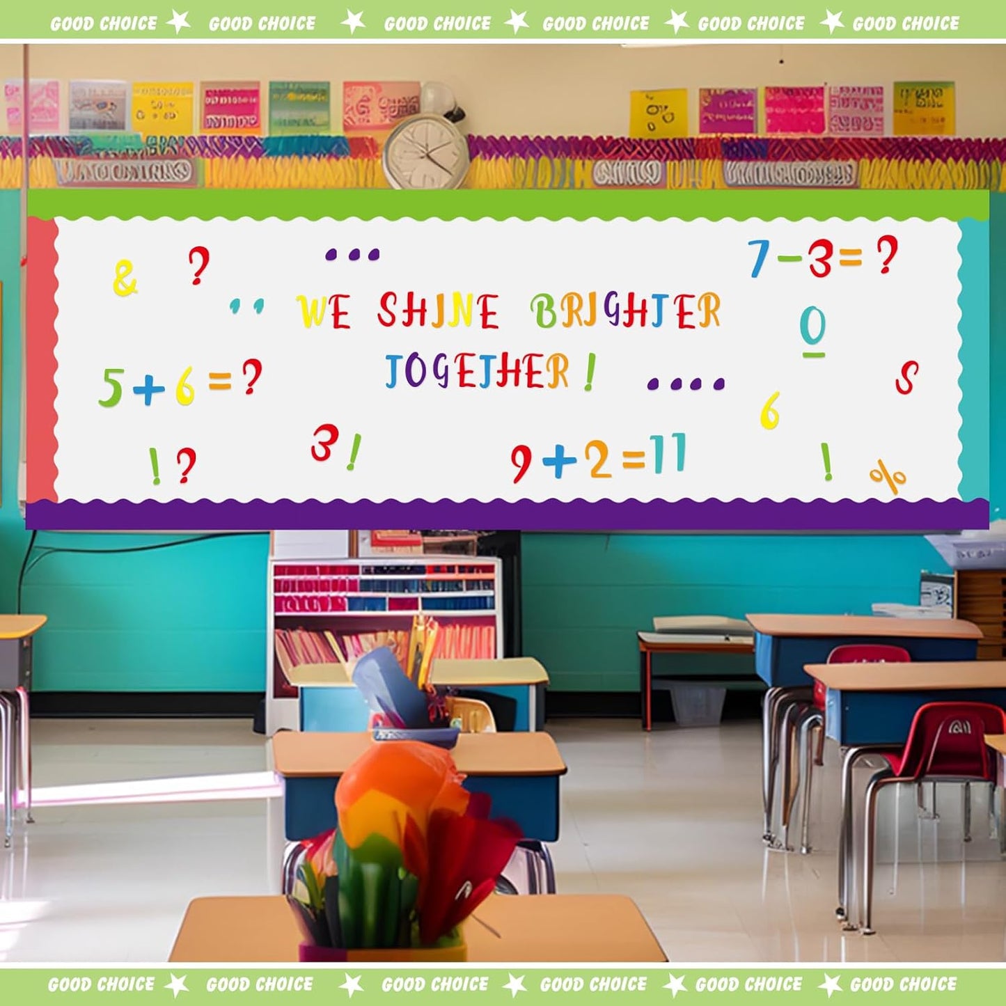 221 Pcs Classroom Bulletin Board Letters Colorful Alphabet Cutouts Number and Punctuation Symbol Combo Letter Cutouts for Spring Summer Wall Chalkboard Poster Board Decor(Bright)