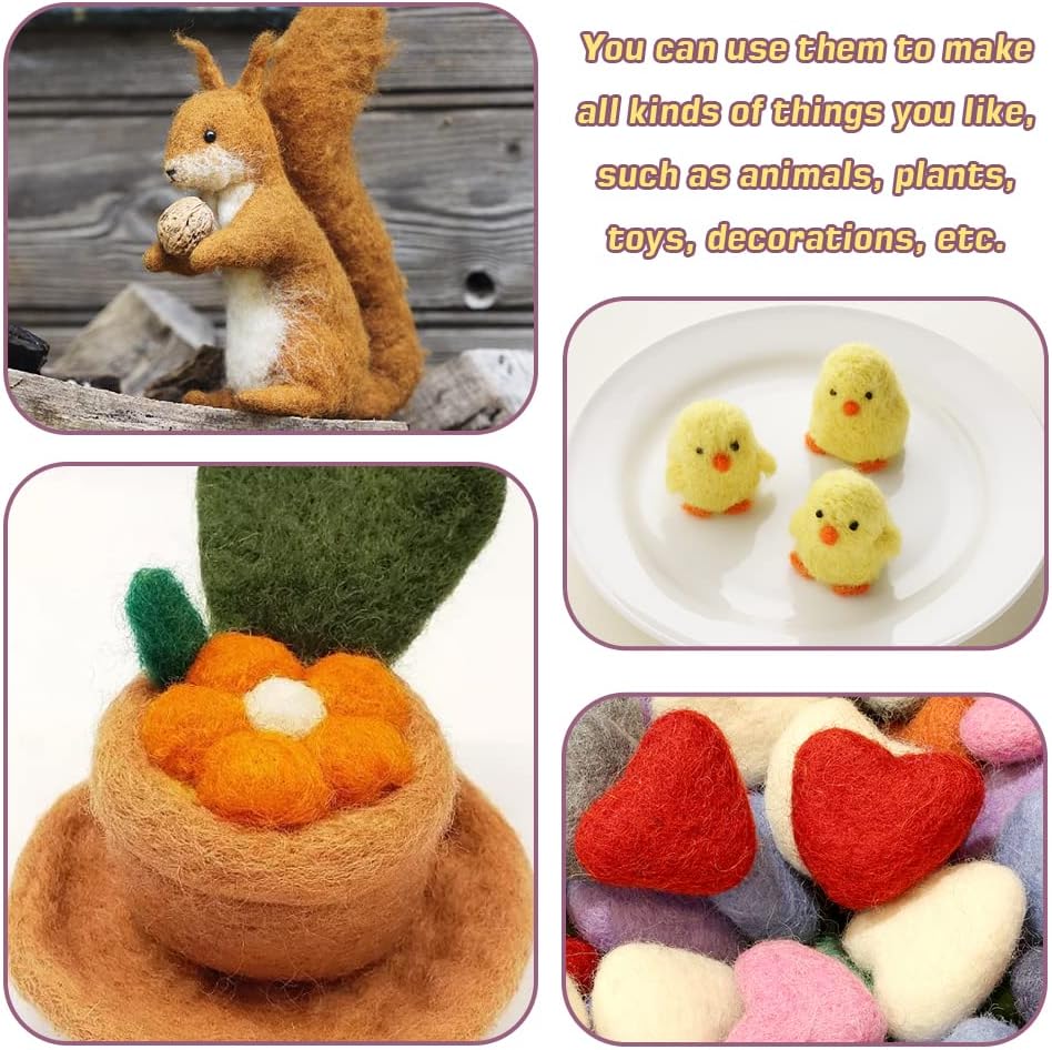 Wonvoc Needle Felting Wool 2.82oz/80 g, 8 Colors Nature Wool Roving Yarn, Hand Spinning Wool Roving Wool Yarn for DIY Craft Materials (Summer)