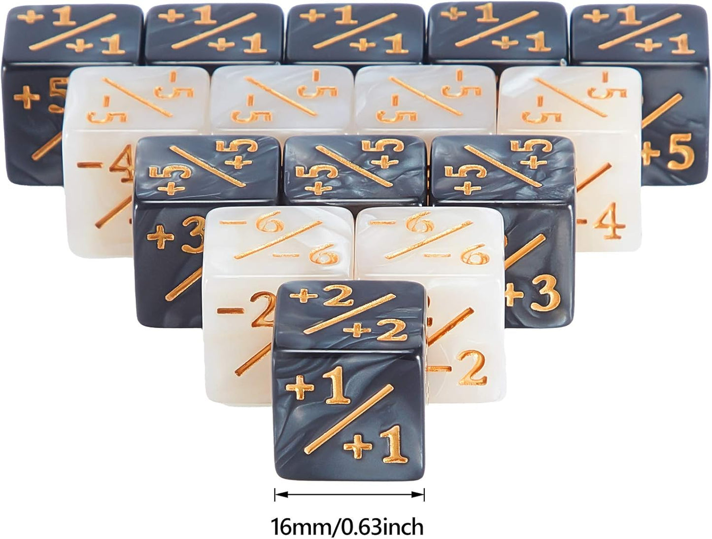Sumind 24 Pcs Magic Life Counter Dice -1/+1 Counters Commander Buff Tokens 6 Sided Dice Loyalty Life Gifts Compatible with MTG CCG TCG Cards Gaming Accessory (Charming Style)