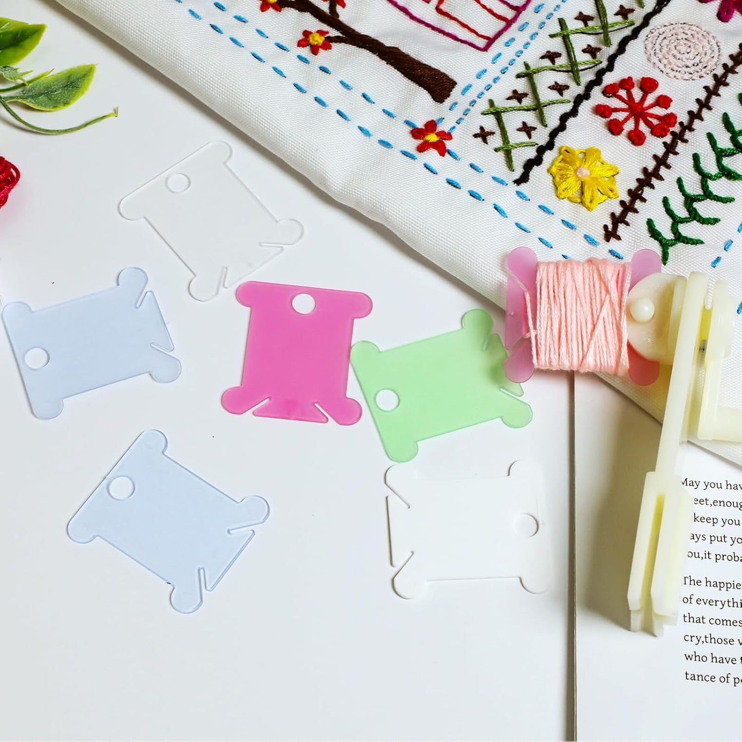 Embroidery Floss Thread Organizer Storage,Bobbin Winder,Embroidery Floss Bobbins Thread Holder,1 Removable 24 Compartments With 150 Floss Bobbins And Numbers Stickers For Craft DIY Sewing Bead Storage