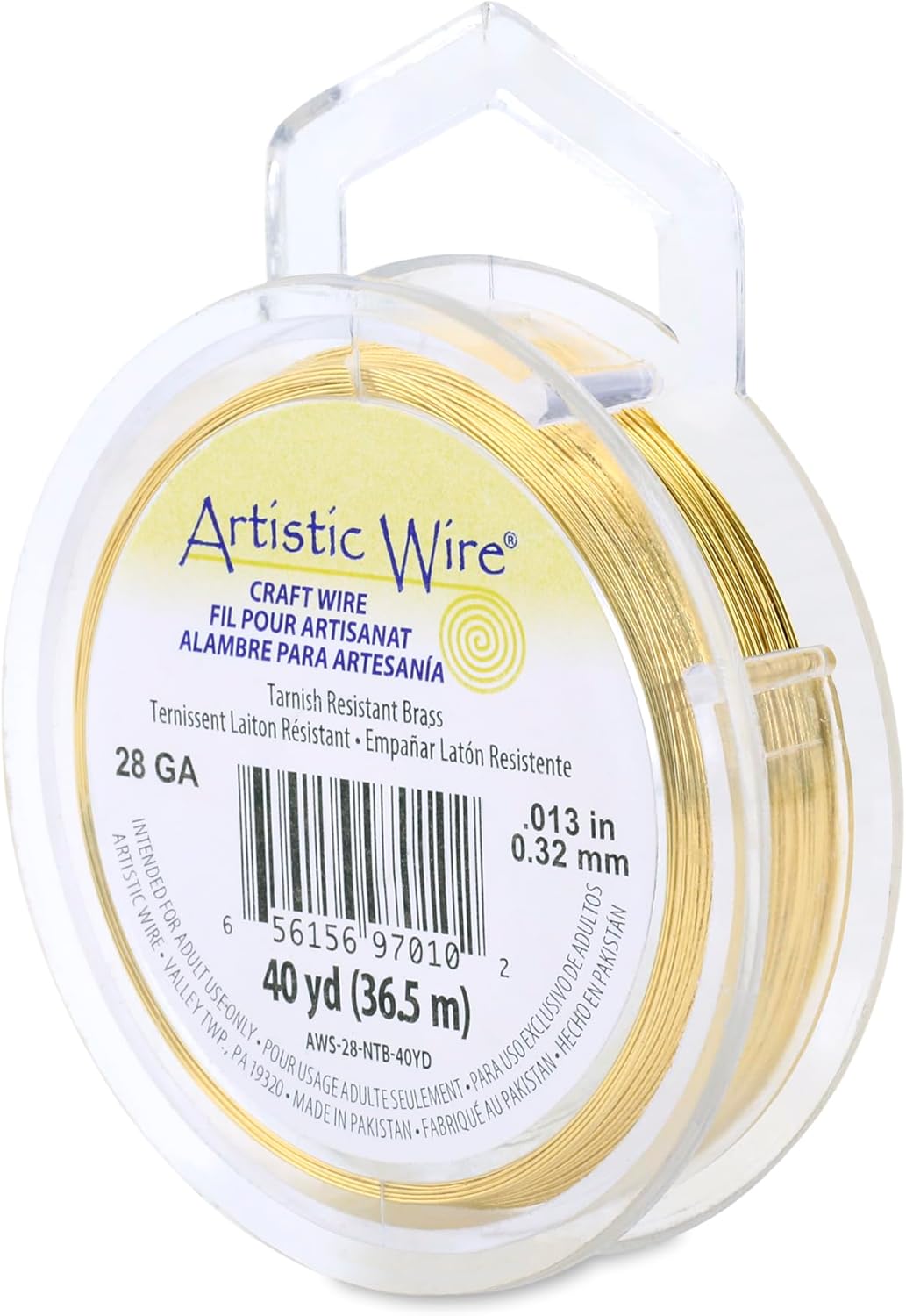 Artistic Wire, 28 Gauge Tarnish Resistant Brass Craft Wire, 40 yd
