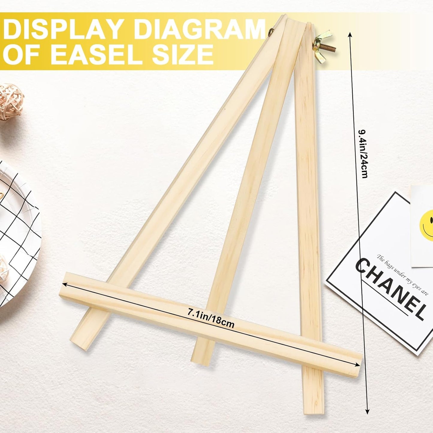 Mini Easels 6 Pack, Small Easels for Painting 24cm/9 Inch, Folding Design, Small Easel with 6 Palettes and 30 Brushes, Suitable for Outdoor Painting Party