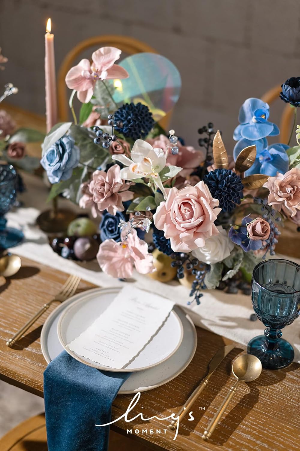 Ling's Moment Navy Blue Dahlia Foam Artificial Flowers Real Touch Faux Fake Flower For Home Decor Graduation Baby Shower Decorations Outdoors Party Favors Wedding Gifts Centerpieces Arrangements 25pcs