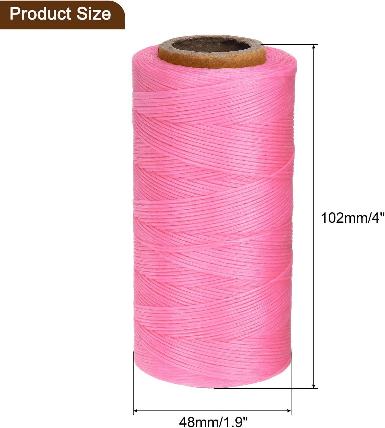 uxcell Leather Sewing Waxed Thread, 284 Yards / 260m 0.8mm 150D Flat Polyester All-Purpose Threads for Leather Crafts, Bookbinding, Cherry Blossom Pink