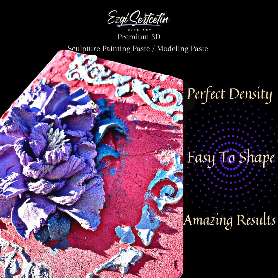 3D Sculpture Painting Paste|Texture Paste|Decorative Plaster|Ready to Use|Unique Metallic Pearl and Neon Colors|Ideal for Artwork|Stencil|Flowers|Texture and Art Relief|6 oz (Coral)