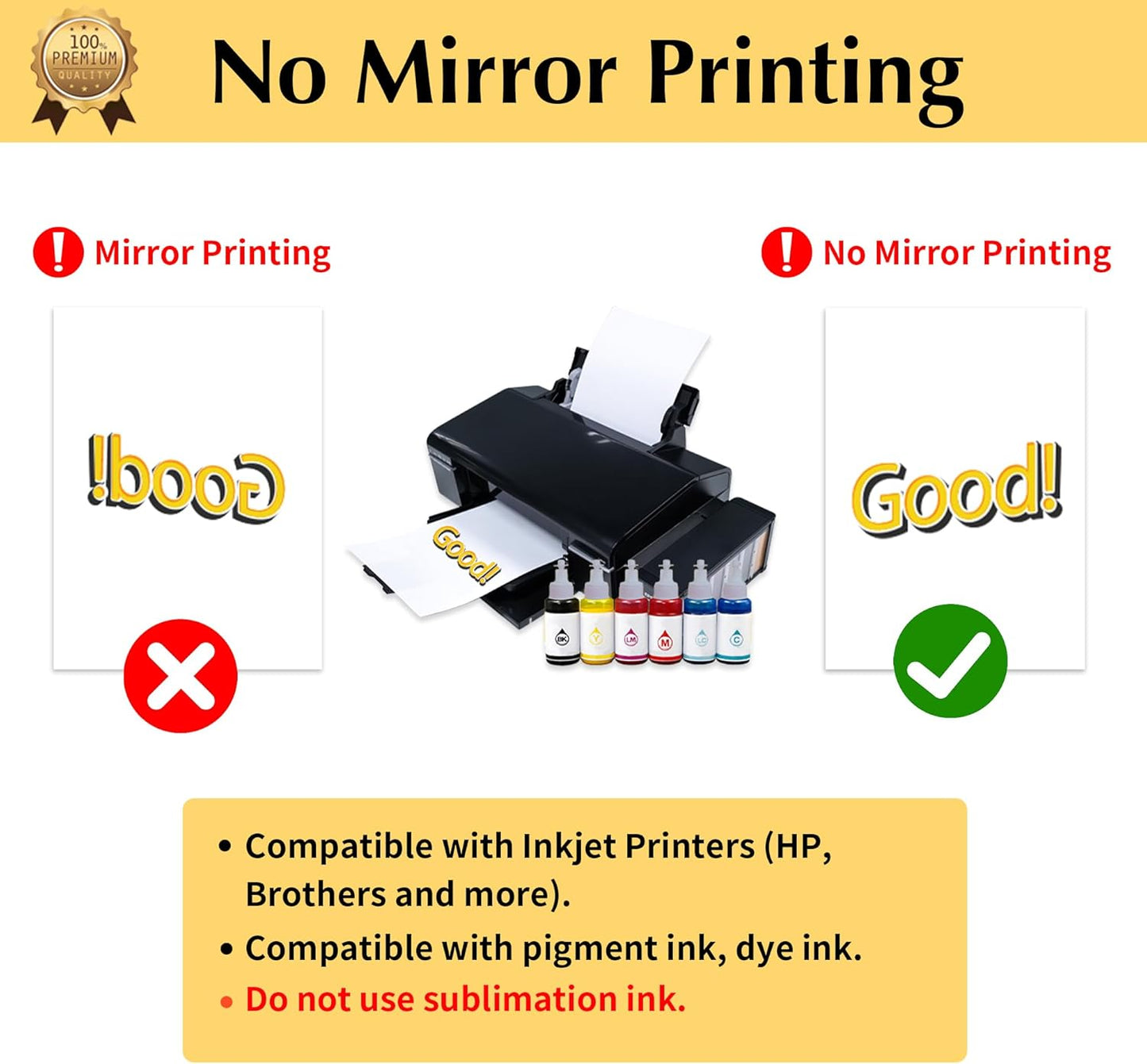 TransOurDream Upgraded Iron on Heat Transfer Paper for T Shirts (50 Sheets, 8.5x11") Iron on Transfers for Light Fabric Printable Heat Transfer Vinyl for Inkjet Printer (L2-50)