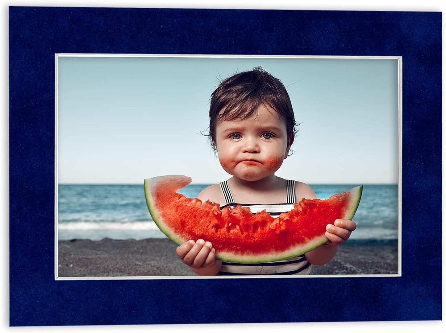 8x10 Mat Bevel Cut for 5x8 Photos - Acid Free Brooke Blue Suede Precut Matboard - For Pictures, Photos, Framing - 4-ply Thickness