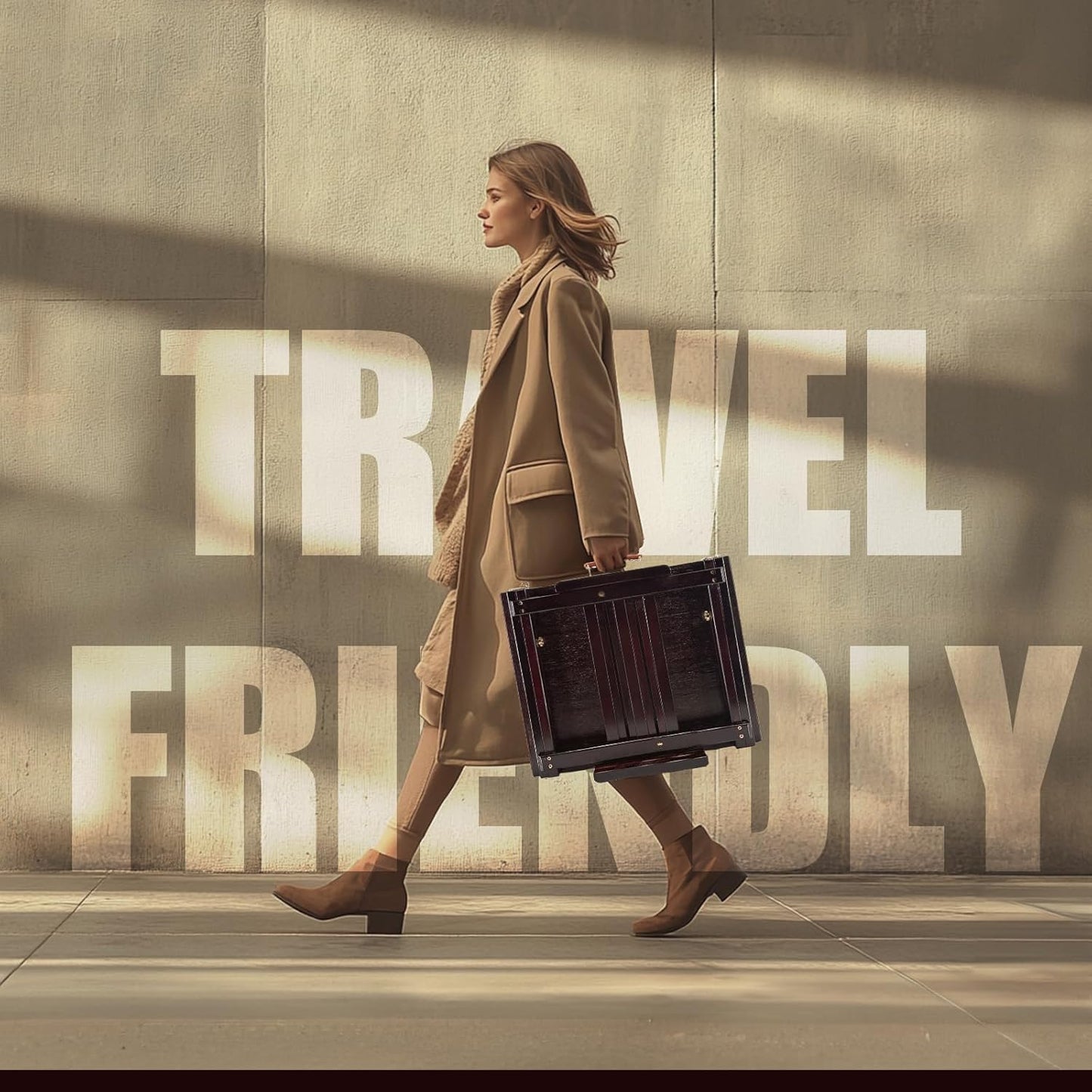 Large Walnut Sketchbox Table-Top Easel with Dual Dawers-Adjustable Solid Beech Wood Artist Desktop Easel with Storage Holds Canvas up to 34'' High-(Dark Walnut)