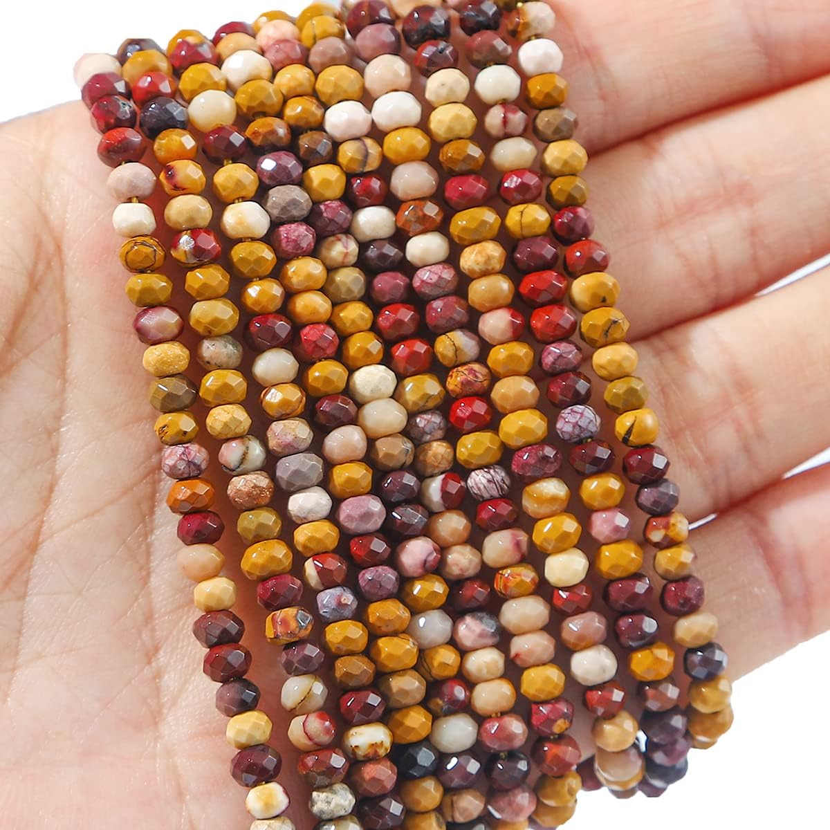 Natural Mookaite Jasper Beads 4x2mm 120pcs Faceted Rondelle Loose Semi Gemstone Beads for Jewelry Making Design