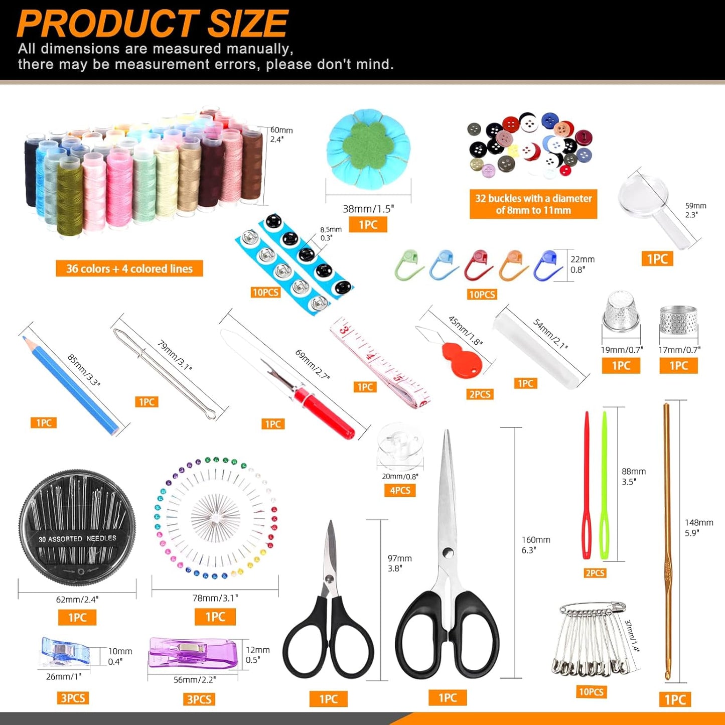 Rustark 217Pcs Sewing Kit with Portable Bag, Premium Sewing Supplies Kit Includes 41 Colors Sewing Threads and Accessories Kit for Home Traveler Emergency Sewing Repair