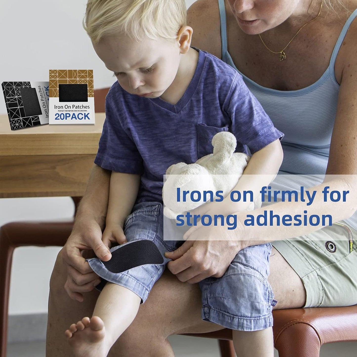 HTVRONT Iron on Patches for Clothing Repair, Fabric Patches Iron on, Classic Black Repair Decorating Kit 20 Pieces Iron on Patch Size 3.7" by 4.9" (9.5 cm x 12.5 cm)