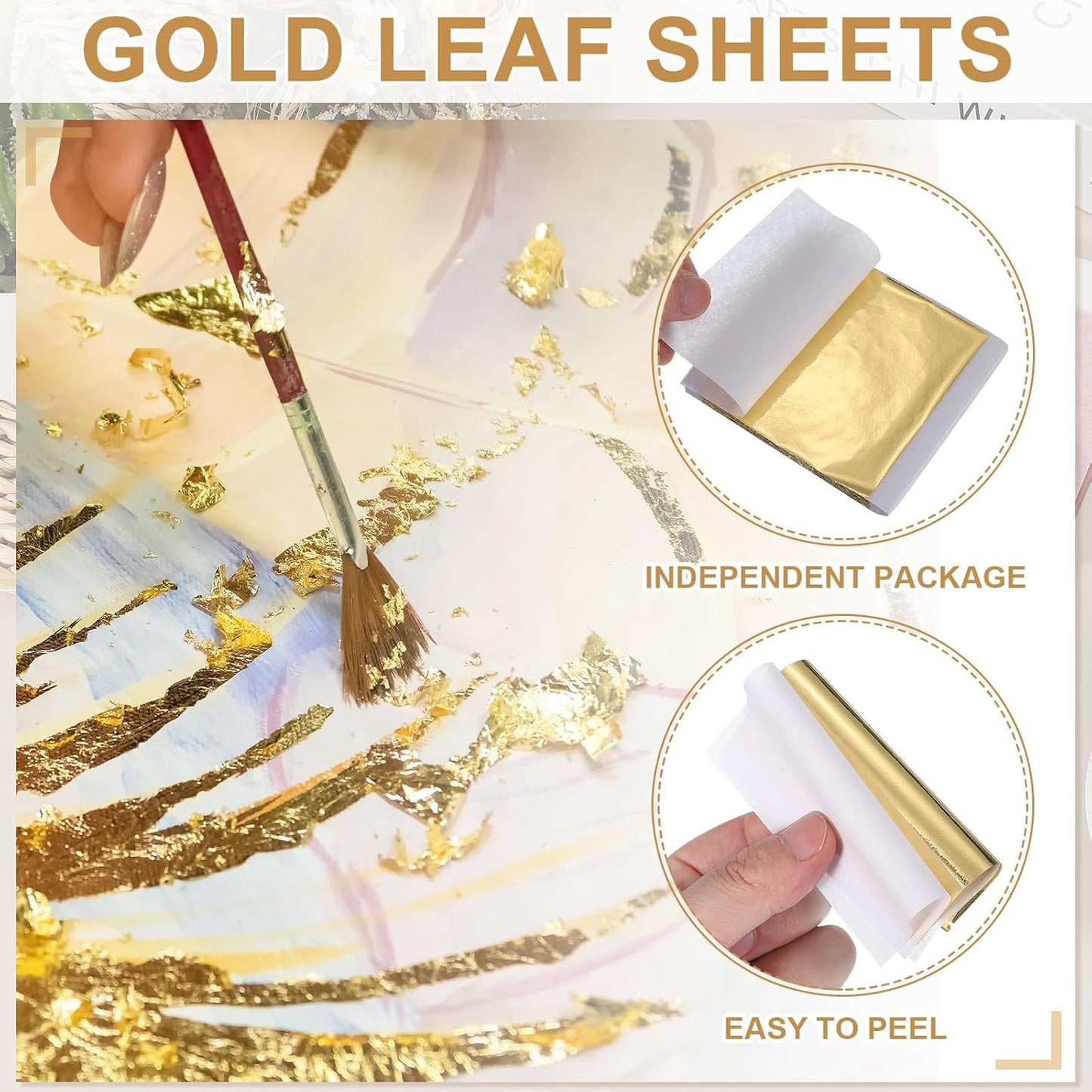 PATIKIL Gold Leaf Sheets for Art 3.7" x 3.4", 100 Pcs Gold Foil Sheet Metallic Leaf Papers for DIY Crafts Resin Furniture Nails Paintings Home Decoration, Sky Blue