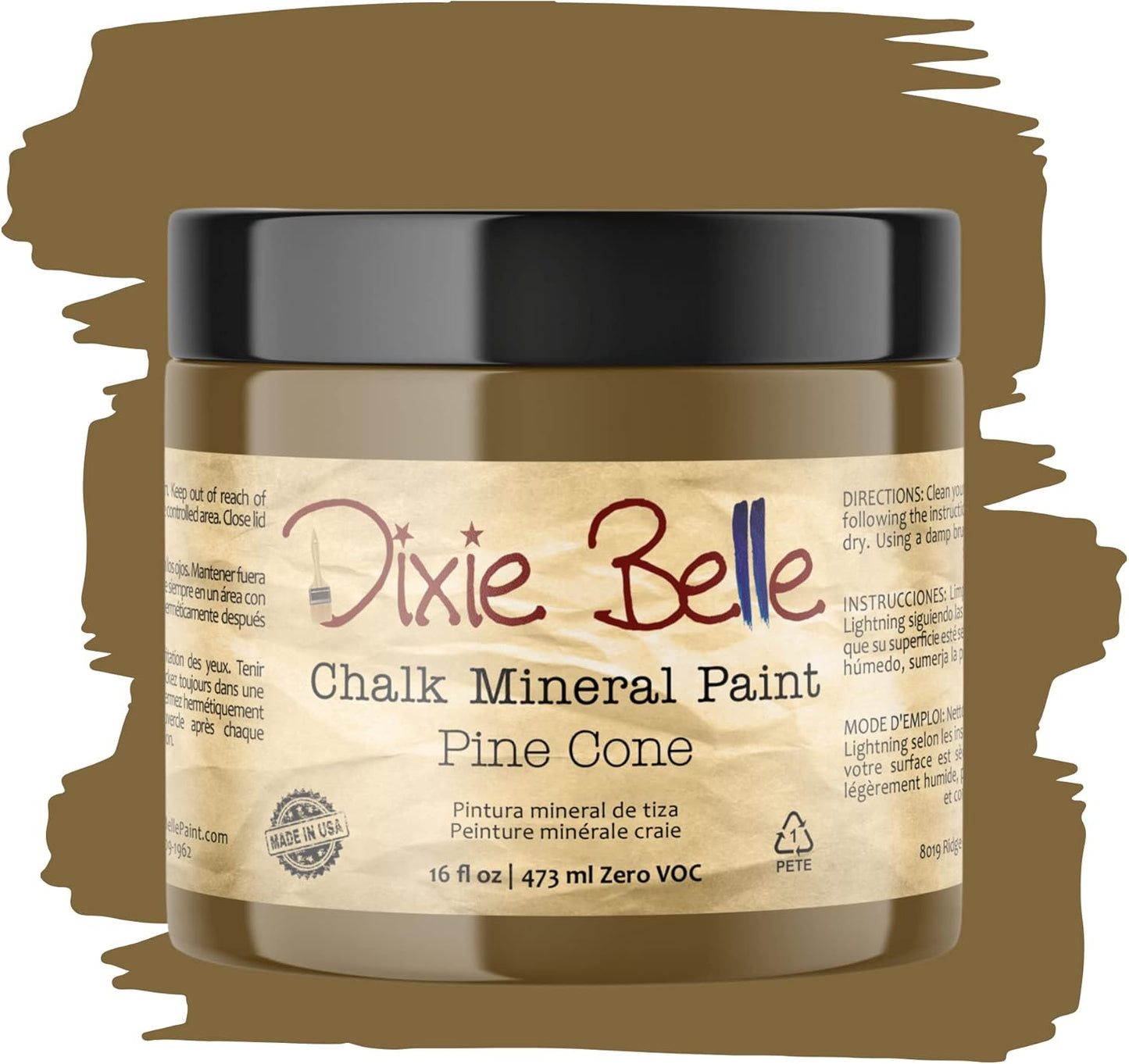Dixie Belle Paint Company Chalk Finish Furniture Paint - Pine Cone (16oz) - Matte Chocolate Brown Chic Chalk Mineral DIY Furniture Paint