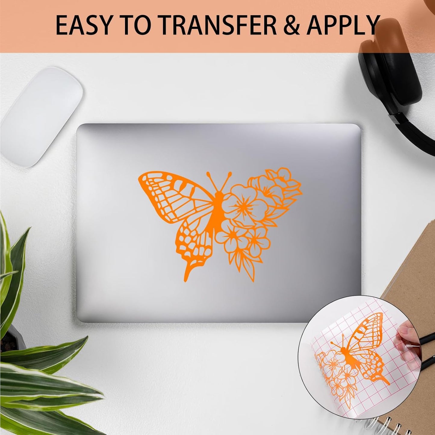 HTVRONT Orange Permanent Vinyl, 12" x 40 FT Adhesive Permanent Vinyl Roll for All Cutting Machine, Silhouette, Cameo Cutters, Signs, Scrapbooking, Craft, Die Cutters (Glossy Orange)