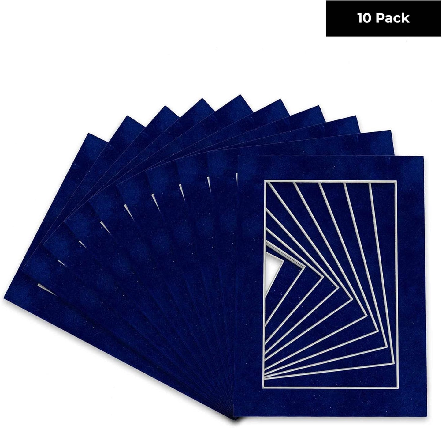 Pack of Ten Acid Free 8x10 Mats Bevel Cut for 5x8 Photos - Brooke Blue Suede Precut Matboards With Backing Boards and Self Seal Photo Mat Bags For Pictures, Photos, Framing - 4-ply Thickness