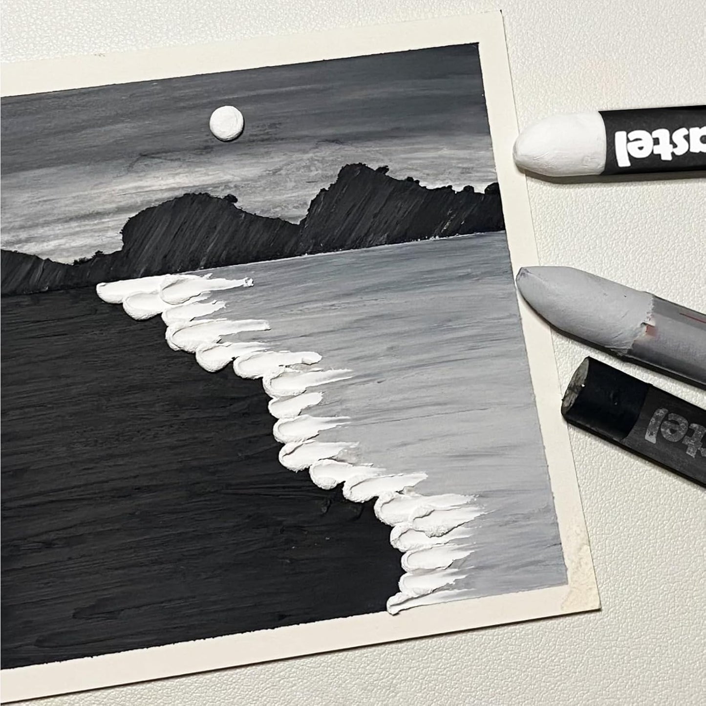 qianshan Soft Oil Pastels 12pc Set of 2 Assorted Colors,Non Toxic,Soft Texture Vibrant and Creamy Oil Crayons Pastels Art Supplies For Professional Artists Beginners Drawing.Black&White