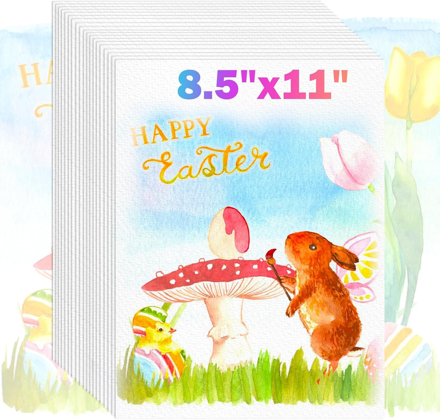 ﻿8.5"x11" Watercolor Paper, Stocking Stuffers, 140lb/300gsm Water Color Paper Bulk for Drawing, Coloring, Painting, Sketching, Crafting, Art Office School Supplies for Kids Adults, Valentine Gift Card