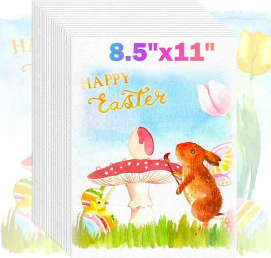 ﻿8.5"x11" Watercolor Paper, Stocking Stuffers, 140lb/300gsm Water Color Paper Bulk for Drawing, Coloring, Painting, Sketching, Crafting, Art Office School Supplies for Kids Adults, Valentine Gift Card