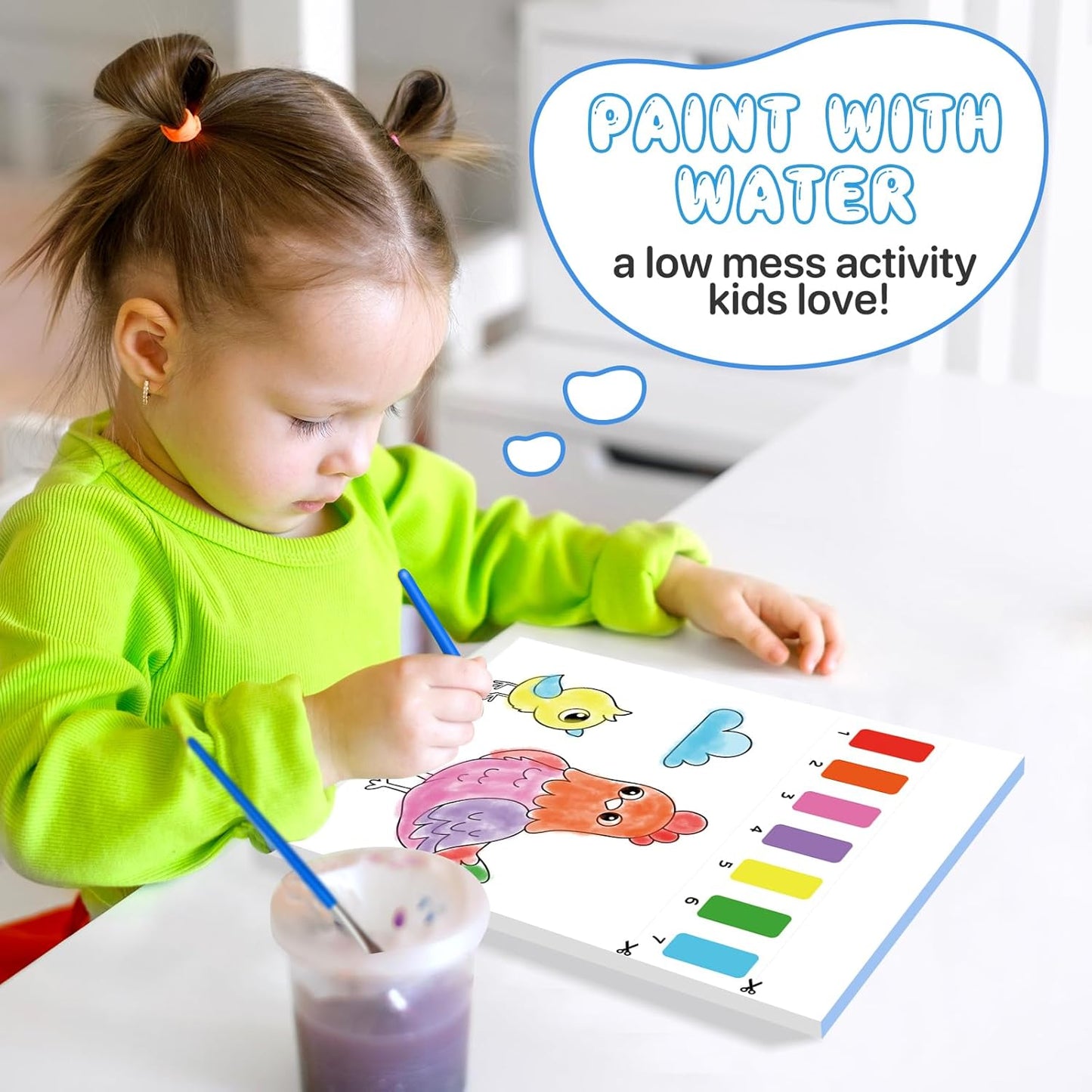 Paint with Water Coloring Books for Kids,Animal Art Craft Kit No Mess Water Color Painting Sets for Kids Ages 4-8,Birthday Gifts Travel Toy Crafts Supplies Kits for Girls Boys Drawing with 2 Brushes