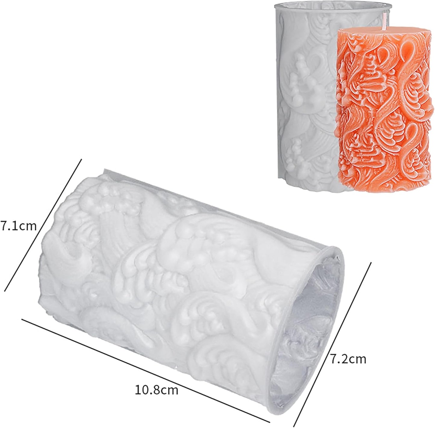 Flower Petal Cylinder Candle Mold - Resin Casting Silicone Molds for Home Decor & Candle Making Wave Spiral Mold