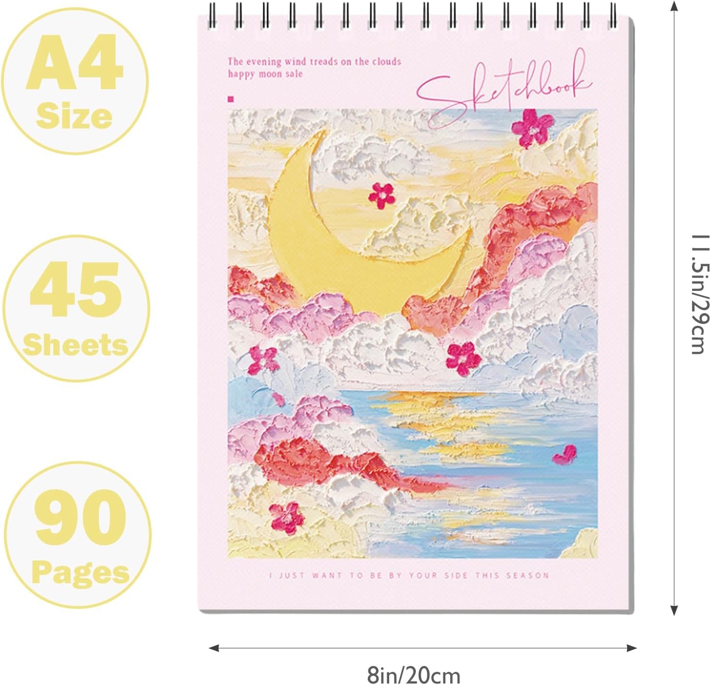 Pink CoverSketchbook 8 x 11.5, Drawing Book 90 Pages Drawing Paper for Kids, Drawing Paper for Kids, Adults, Painting, Drawing & Art Supplies (Pink)