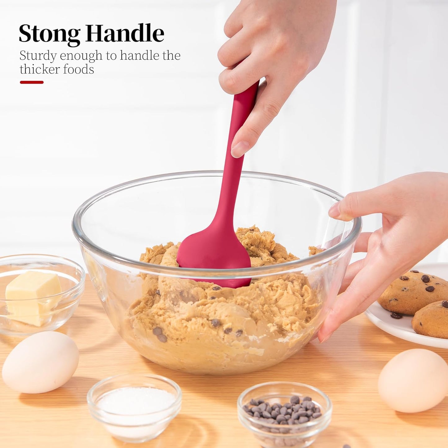 Silicone Flat Spoon Spatulas, Luxiwise 600ºF Heat Resistant Kitchen Baking Scraper Cooking Spoonula Non-Stick Dishwasher Safe for Seamless Mixing Folding Scraping Serving (Set of 2, Muticolor-1)