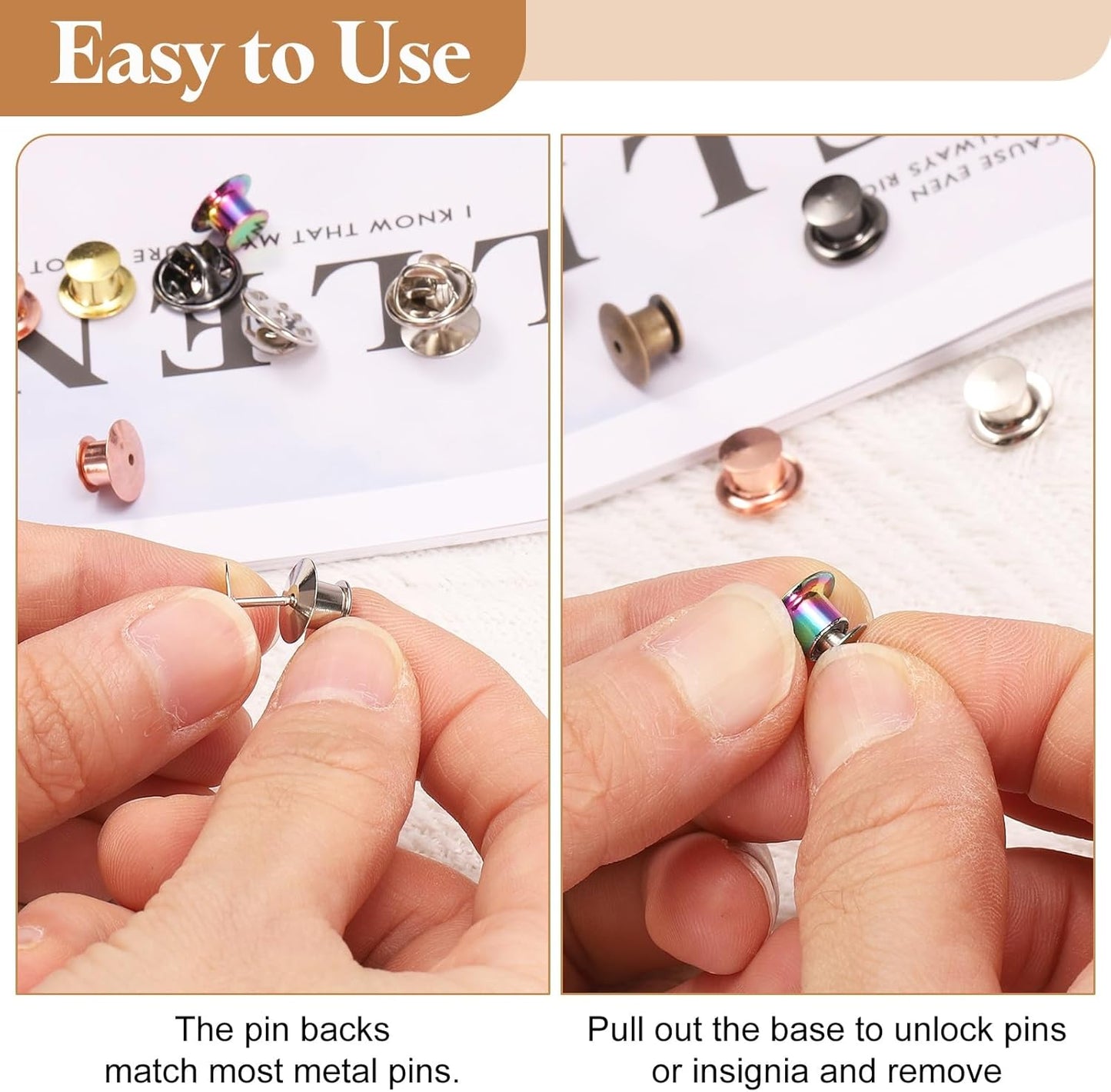 uxcell 40Pcs Metal Locking Pin Backs, Pin Keepers Locking Clasp Flat Head Clamp Needle Back Lock for DIY Brooch Crafts Badges Enamel Lapel, Metallic Black