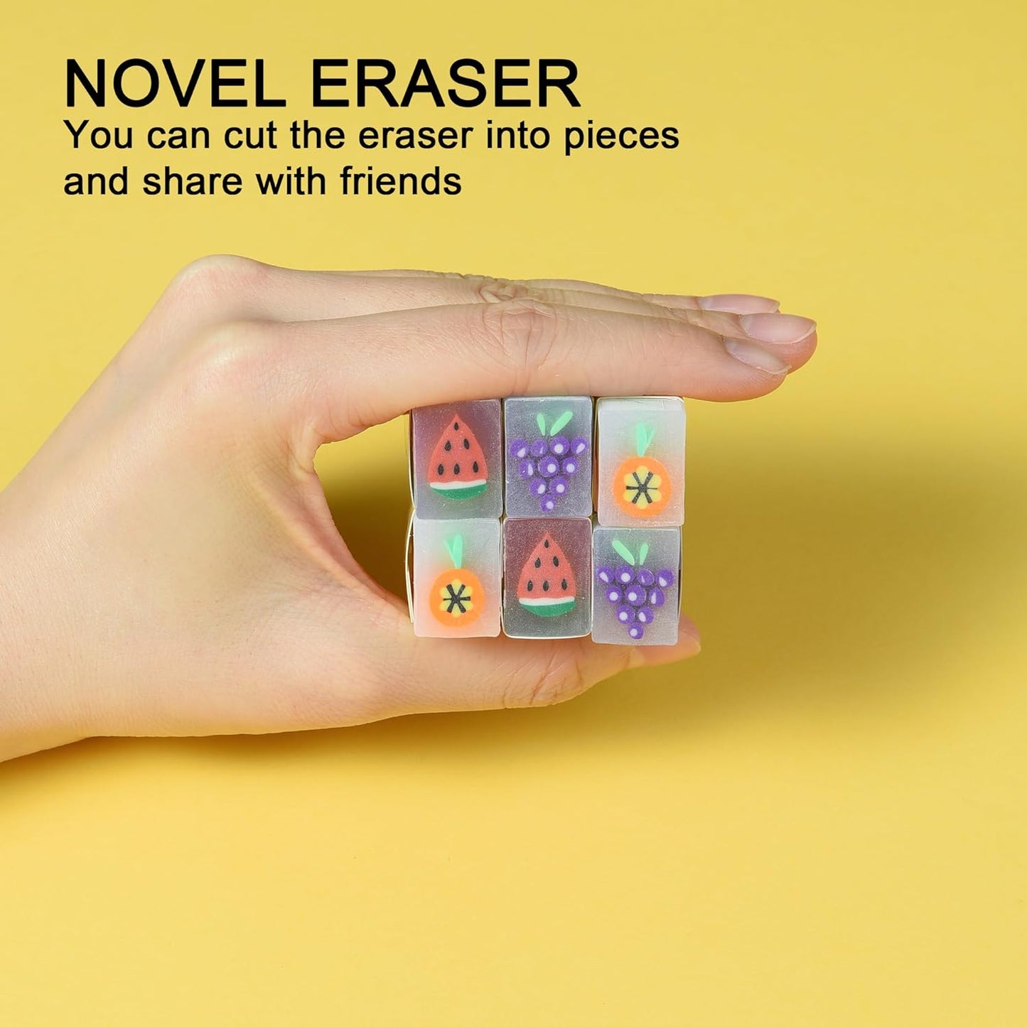 HILAZA 18Pcs Cute Fruit Erasers for Kids Bulk, Kawaii Fun Pencil Jelly Erasers for School Classroom Supplies Prize Gifts Party Favors