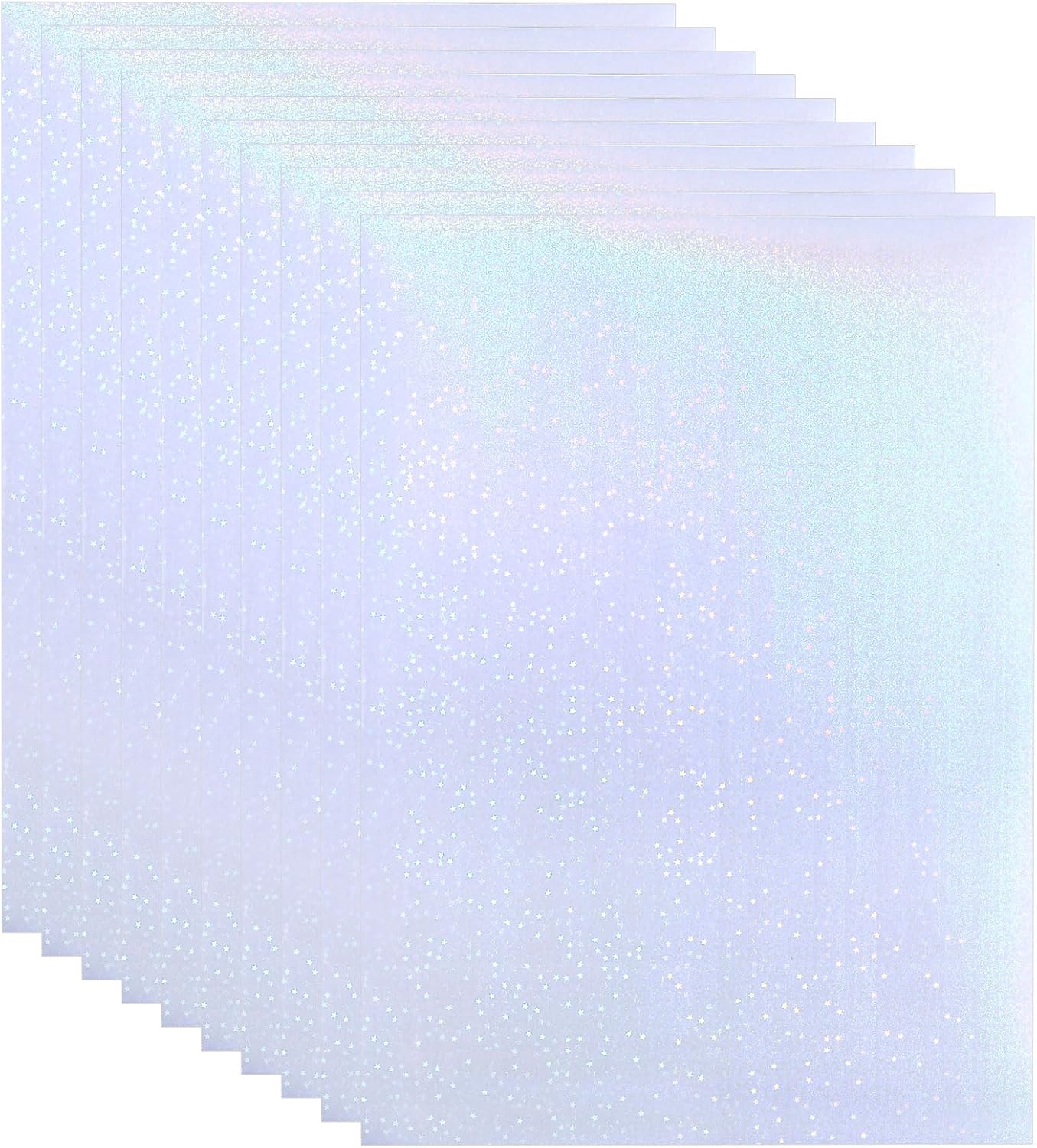 PATIKIL 11.7x8.3" Holographic Sticker Paper, 10Sheets A4 Polypropylene Self-Adhesive Transparent Waterproof Laminate Overlay Film for Photo Cards Scrapbook Decorations, Star