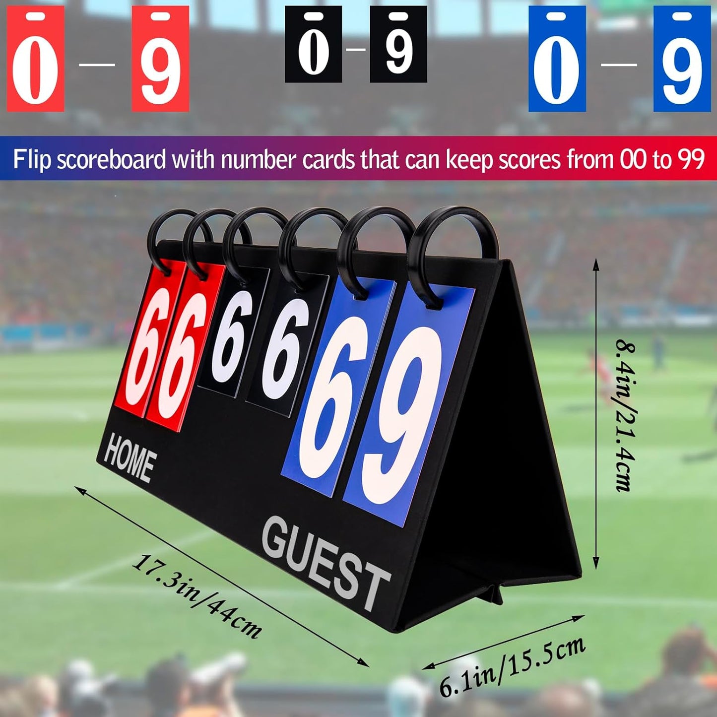 Flip Scoreboard Tabletop Score Flipper, Football Portable Scoreboard, Flip Score Keeper, Outdoor Score Flip Cards for Basketball Volleyball Tennis Sports - 6 Digits Scoreboard