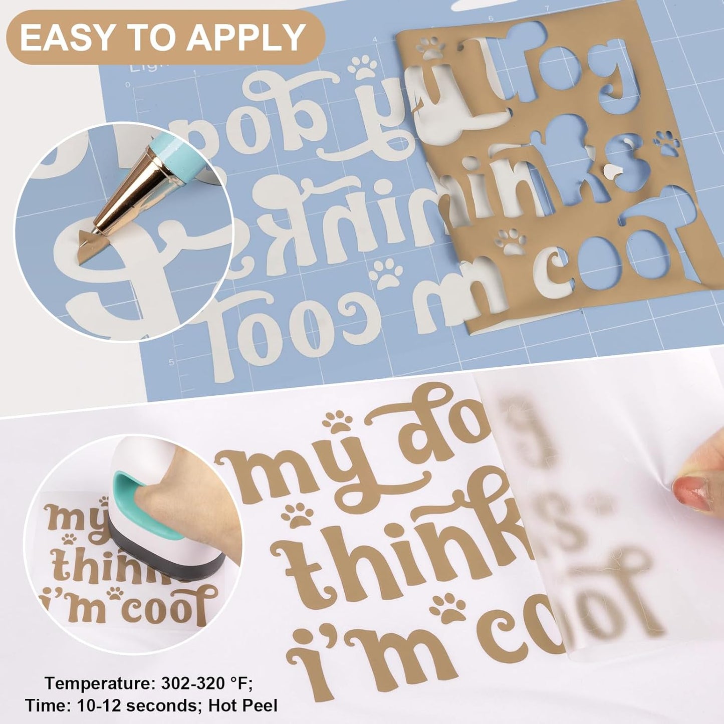 VINYL FROG Heat Transfer Vinyl Roll HTV Vinyl - 12" x5ft Camel Iron on Vinyl for T-Shirts, Heat Press Vinyl for DIY Craft Designs (Camel)