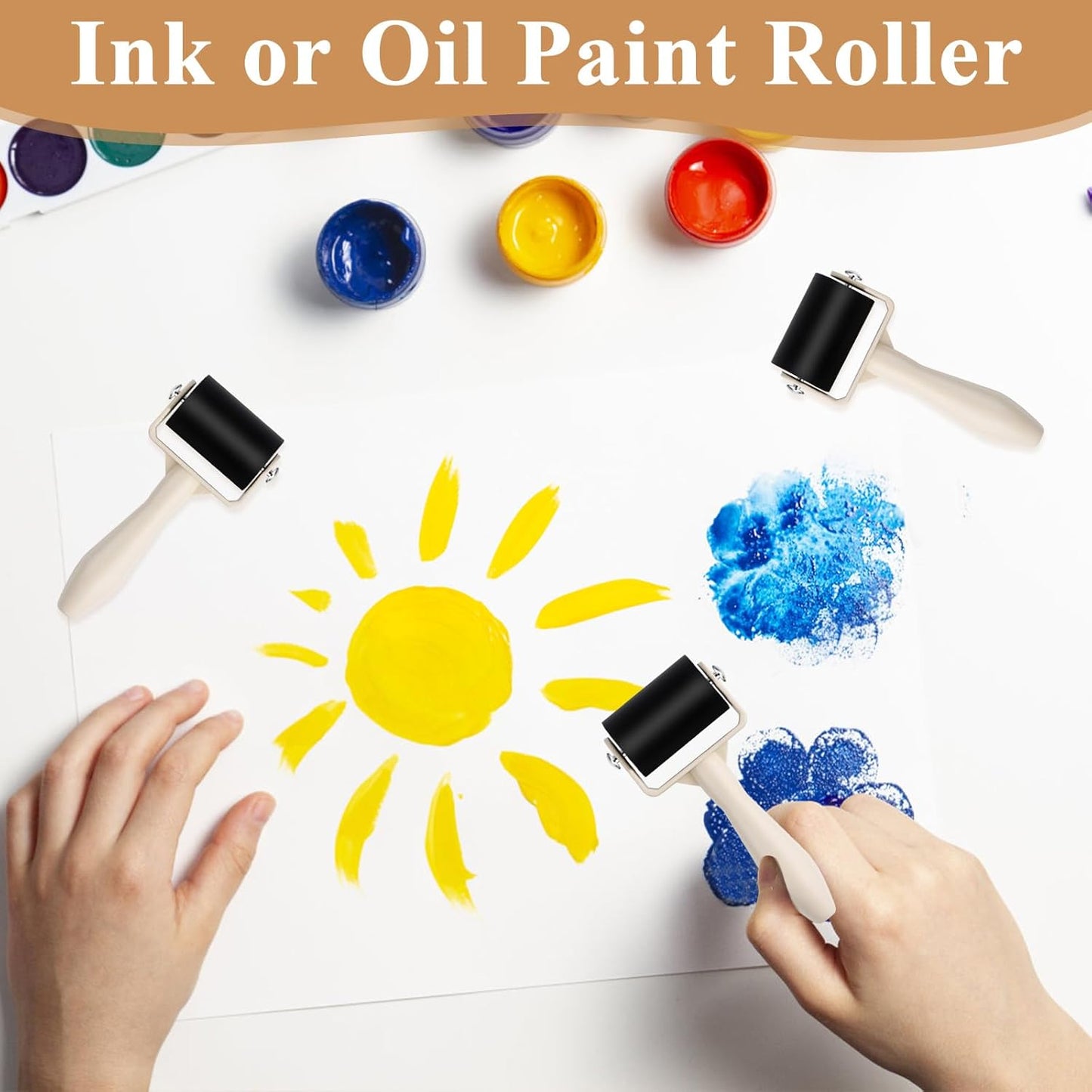 Supkiir 20Pcs Rubber Brayer Roller, 1.4Inch Ink Roller for Crafting, Anti Skid Glue Roller Applicator Printmaking Supplies for DIY Wallpapers Stamping Scrapbooks