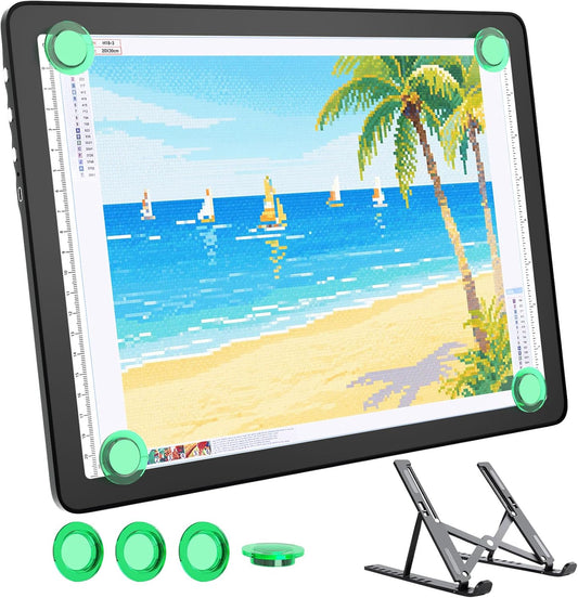 Rechargeable A4 Light Box for Tracing,Bawaslom LED Light Pad with Adjustable Stand and Strong Magnets,Ultra-Thin & Bright Tracing Board for Diamond Art,Sketching,Vinyl Weeding,Architectural Design