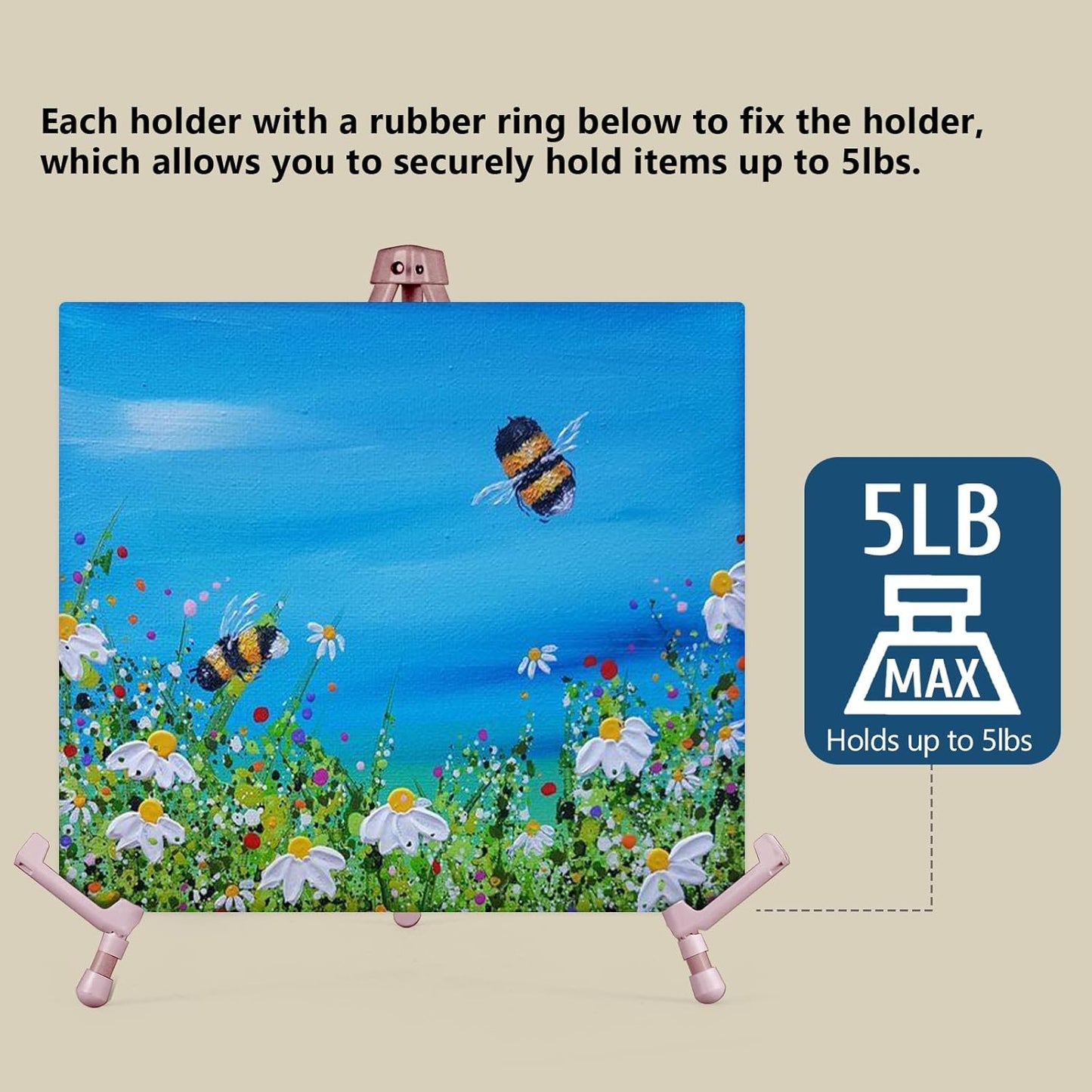 14" High Tabletop Instant Display Easel, Small Desktop Steel Easel Stand with Adjustable Holders for Paintings, Posters and Store Signs(Champagne, 1Pack)