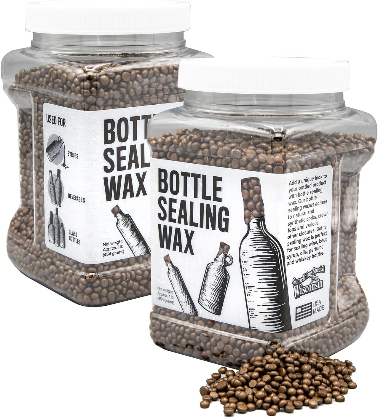Blended Waxes, Inc. Bottle Sealing Wax, Pastille Wax Seal Beads For Wine, Beer, and Liquor Bottle Sealing, Seals Between 25-30 Bottles, 1 lb, Granite Pearl