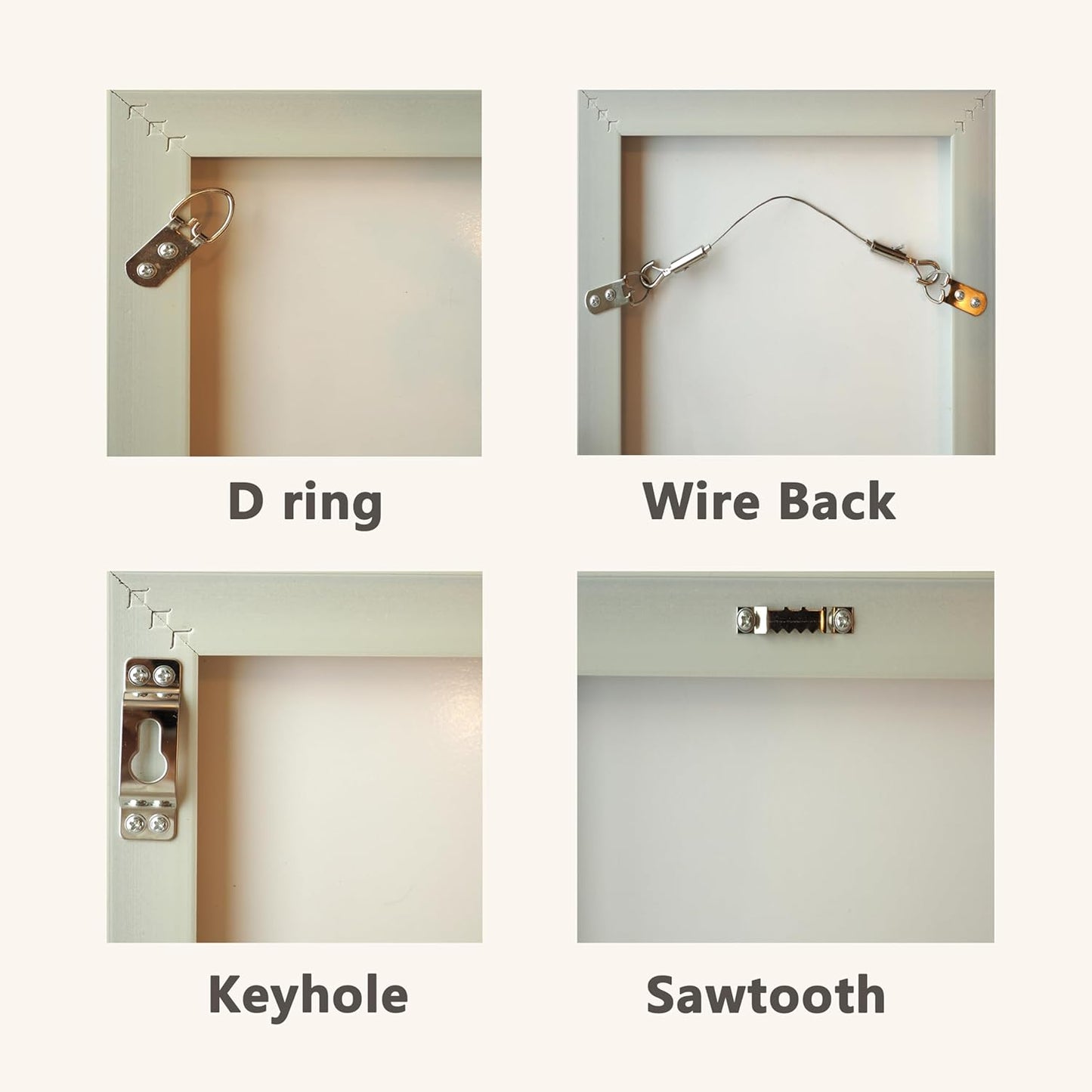 Universal Frame Hanger, Jumbo, 6 Plastic Picture Hangers, 16 Large Removable Adhesive Strips, Damage Free Picture Hanging Hooks Heavy Duty, No Nails Picture Hooks